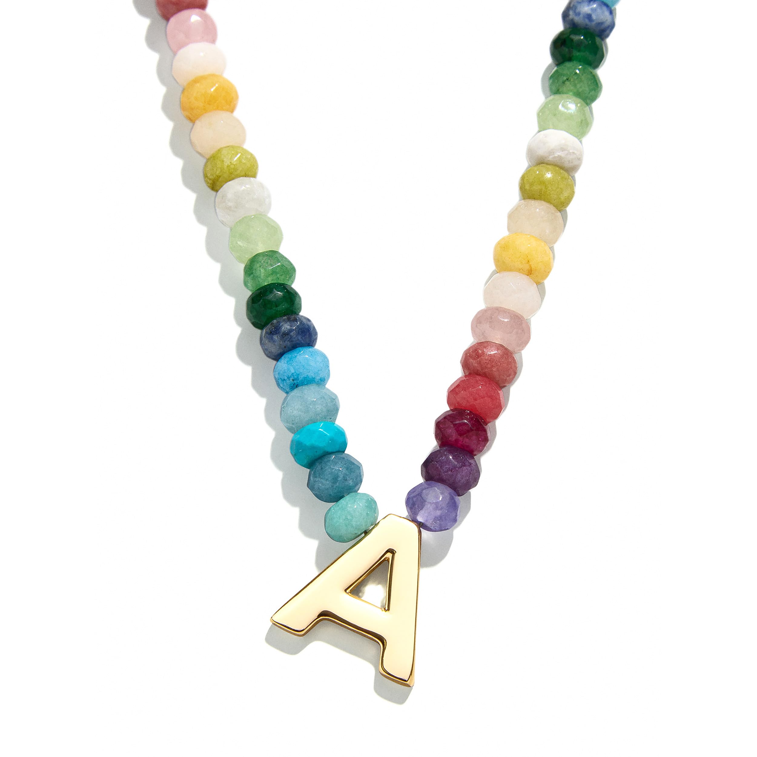 BaubleBar Semi-Precious Block Initial Necklace for Women - Colorful Personalized Necklaces, Custom Pendant Necklace w/Natural Gemstones, Beaded Necklace, Fashion Jewelry thumbnail