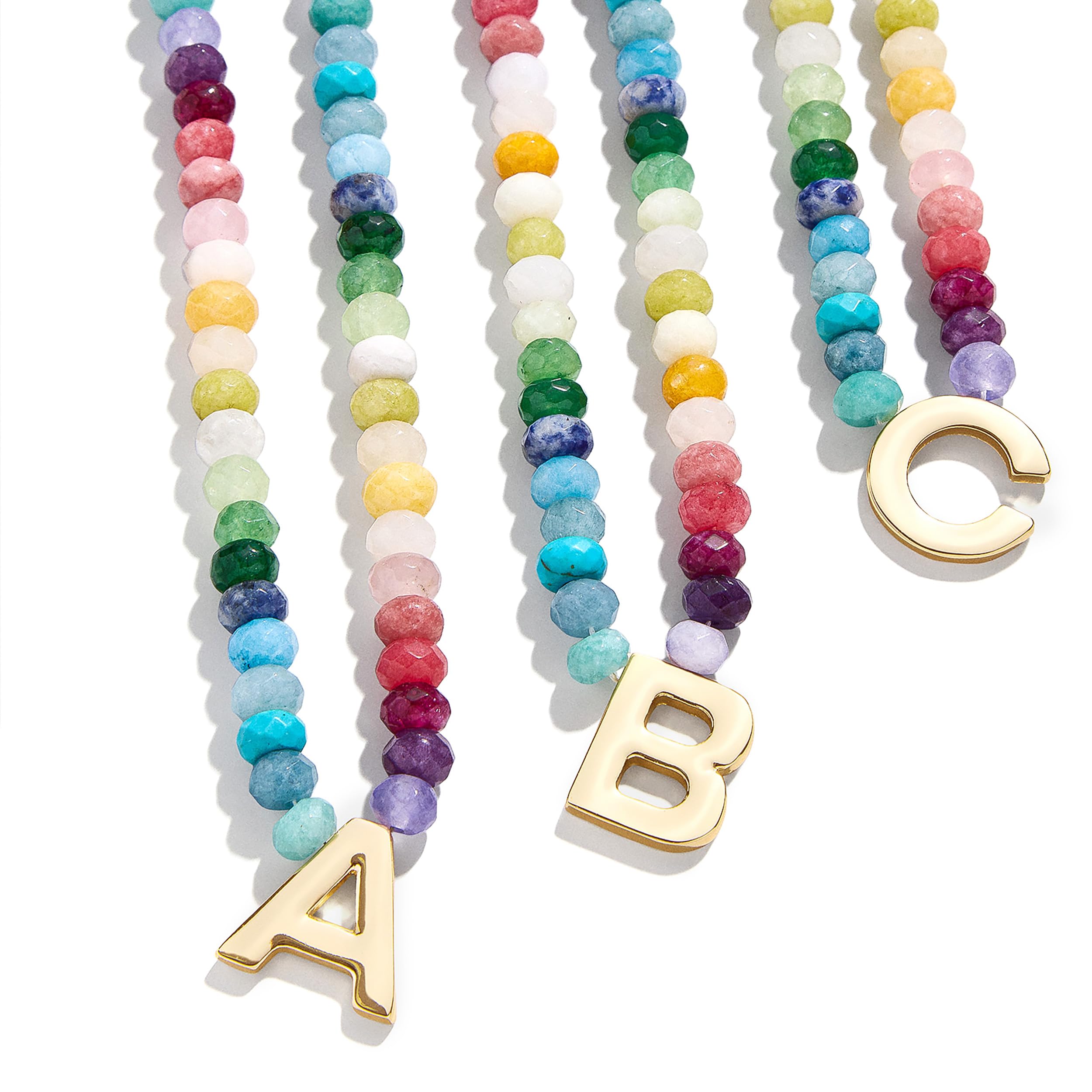 BaubleBar Semi-Precious Block Initial Necklace for Women - Colorful Personalized Necklaces, Custom Pendant Necklace w/Natural Gemstones, Beaded Necklace, Fashion Jewelry thumbnail