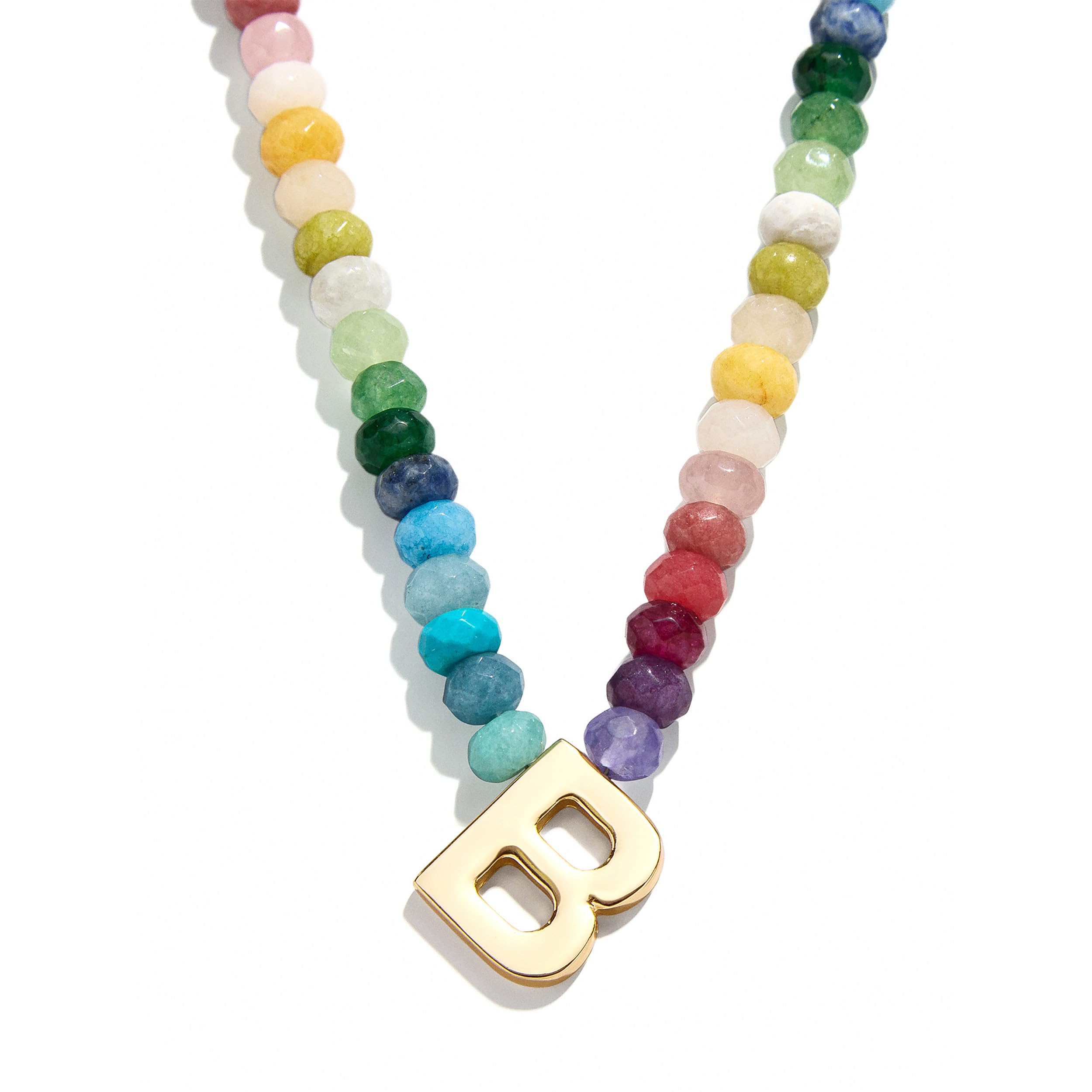 BaubleBar Semi-Precious Block Initial Necklace for Women - Colorful Personalized Necklaces, Custom Pendant Necklace w/Natural Gemstones, Beaded Necklace, Fashion Jewelry thumbnail