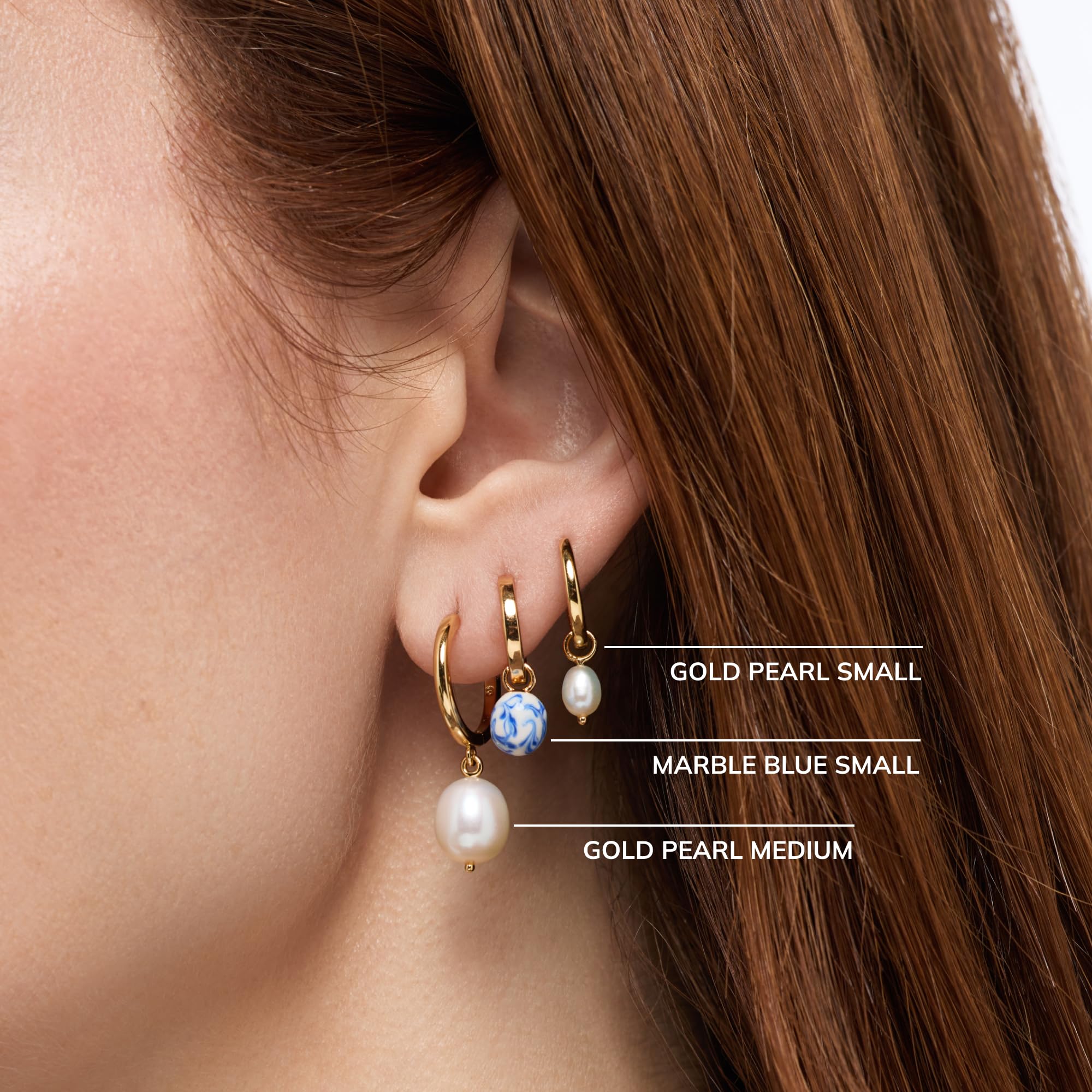 Ana Luisa Frida Pearl Jewelry Huggie Hoops - Medium & Small 14K Gold Plated & Silver Rhodium Plated Drop Hoop Earrings with Freshwater Pearls - 2-in-1 Hypoallergenic Water-Resistant, Tarnish-Free Hoop thumbnail