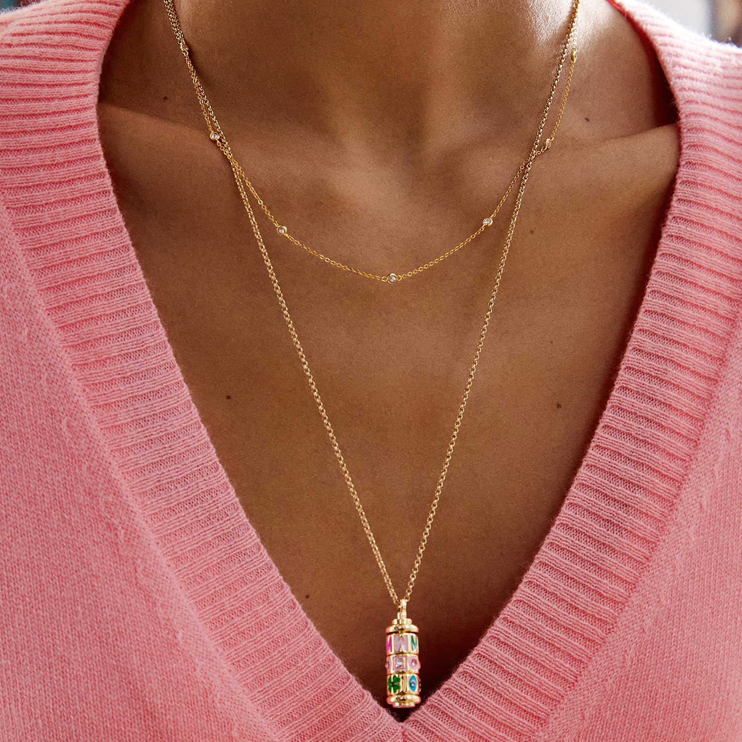 BaubleBar Initial Spinner Charm Necklace thumbnail