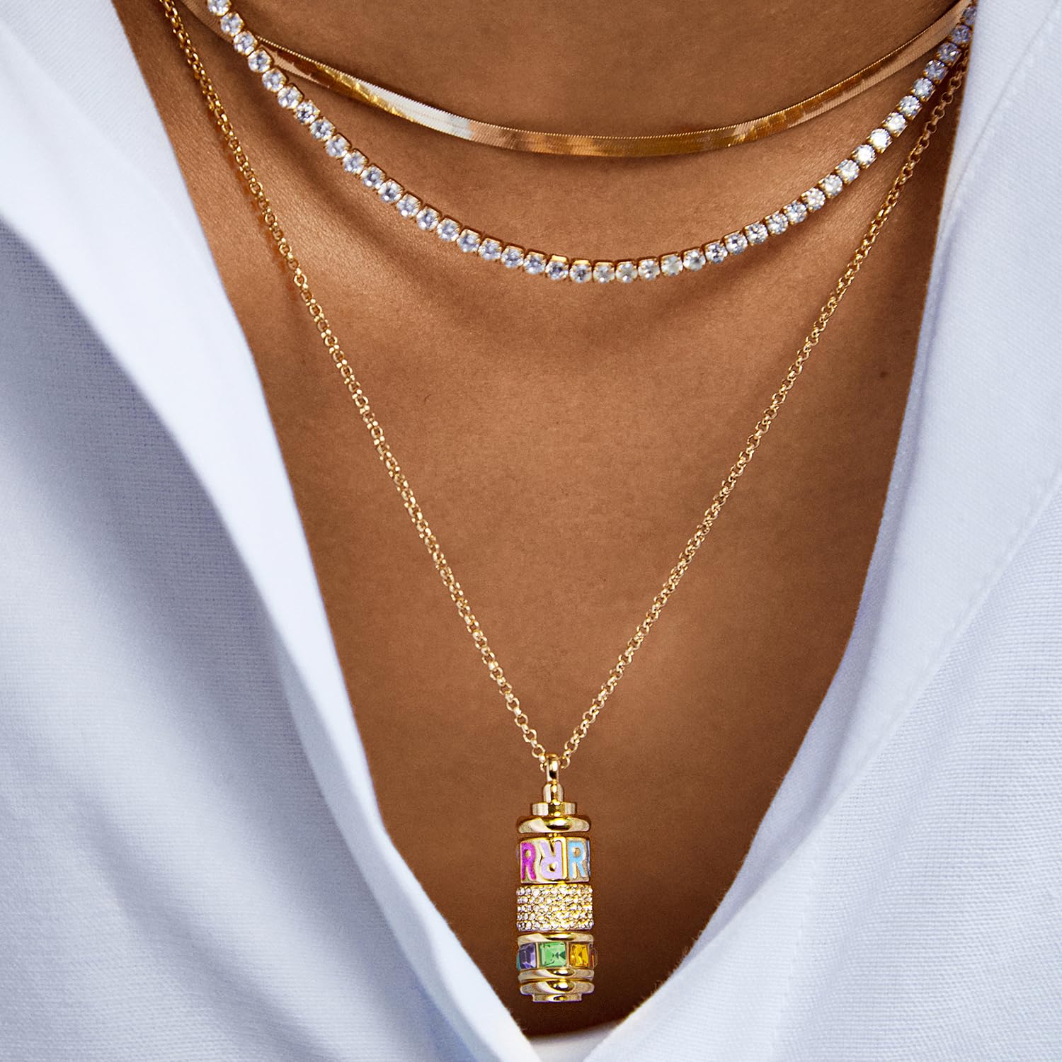 BaubleBar Initial Spinner Charm Necklace thumbnail