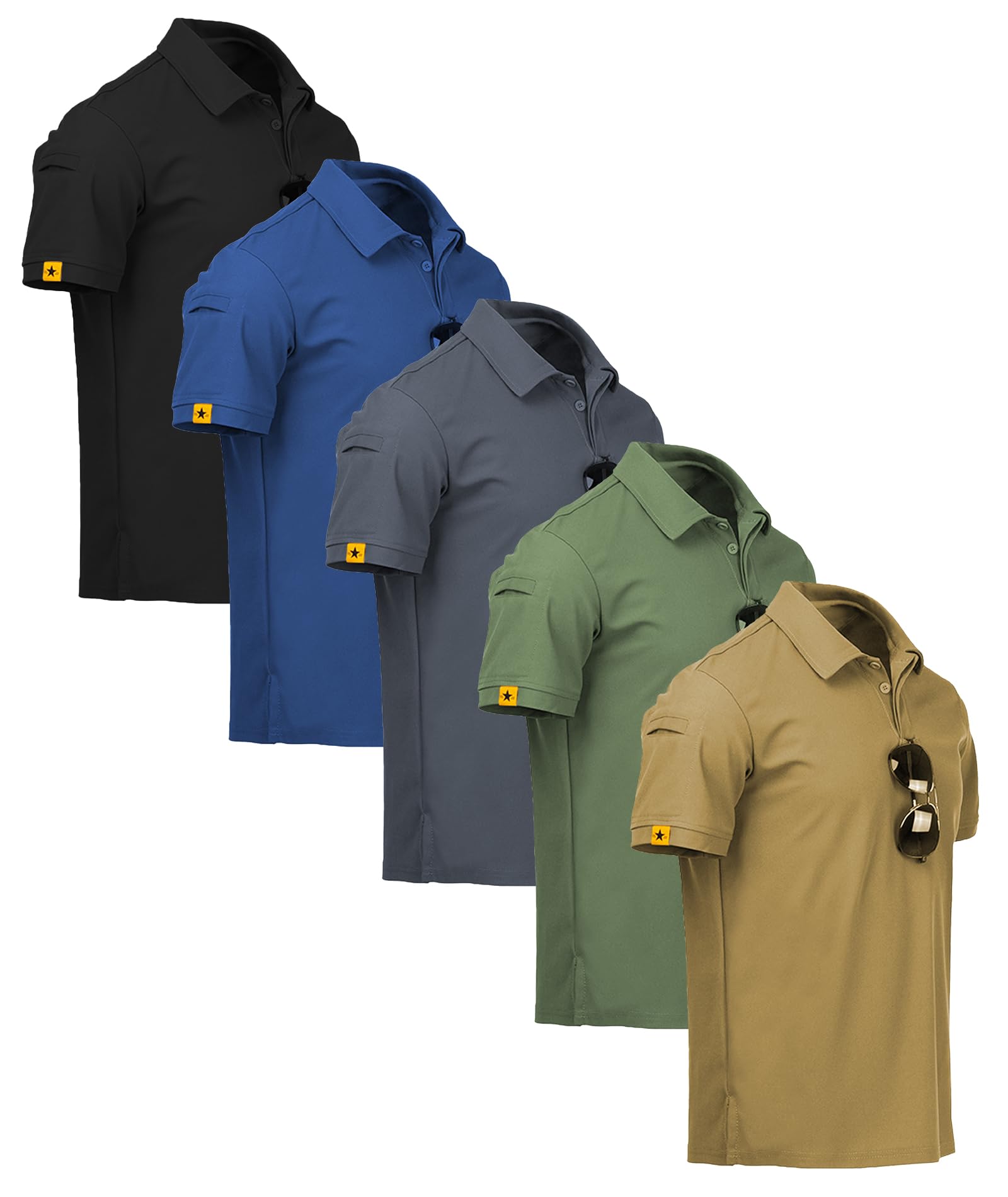 SCODI 5 Pack Mens Polo Shirts Short Sleeve Athletic Golf Polo Shirt for Men Casual Collared Summer Multipack T-Shirts