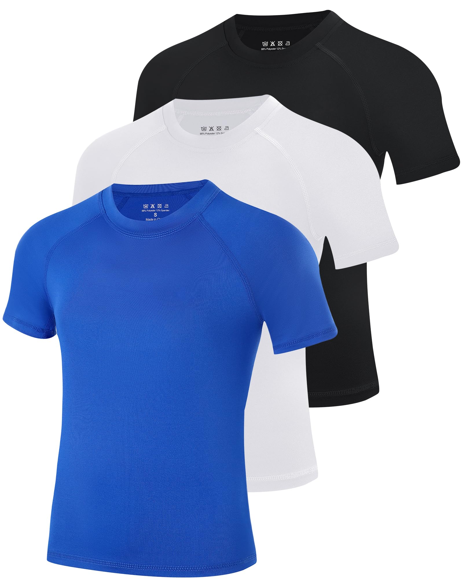 Blueleaf Boys Compression Shirt Short Sleeve Youth Basketball Football Undershirt Kids Quick Dry Athletic Base Layer T-Shirt