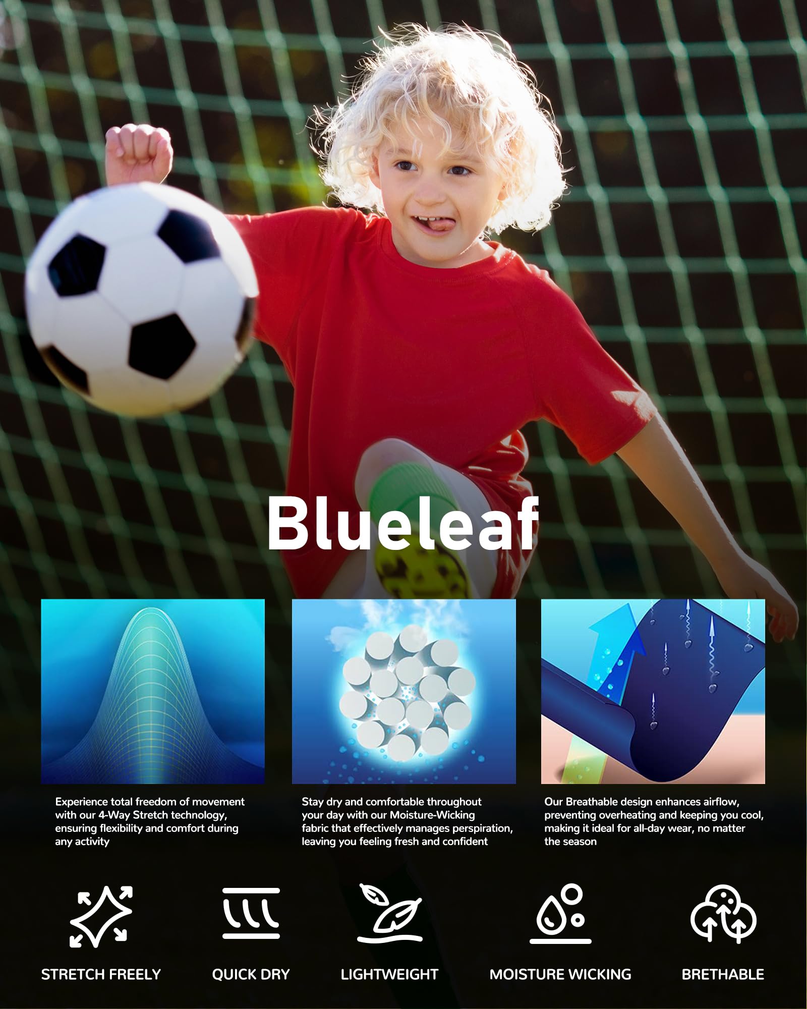 Blueleaf Boys Compression Shirt Short Sleeve Youth Basketball Football Undershirt Kids Quick Dry Athletic Base Layer T-Shirt thumbnail
