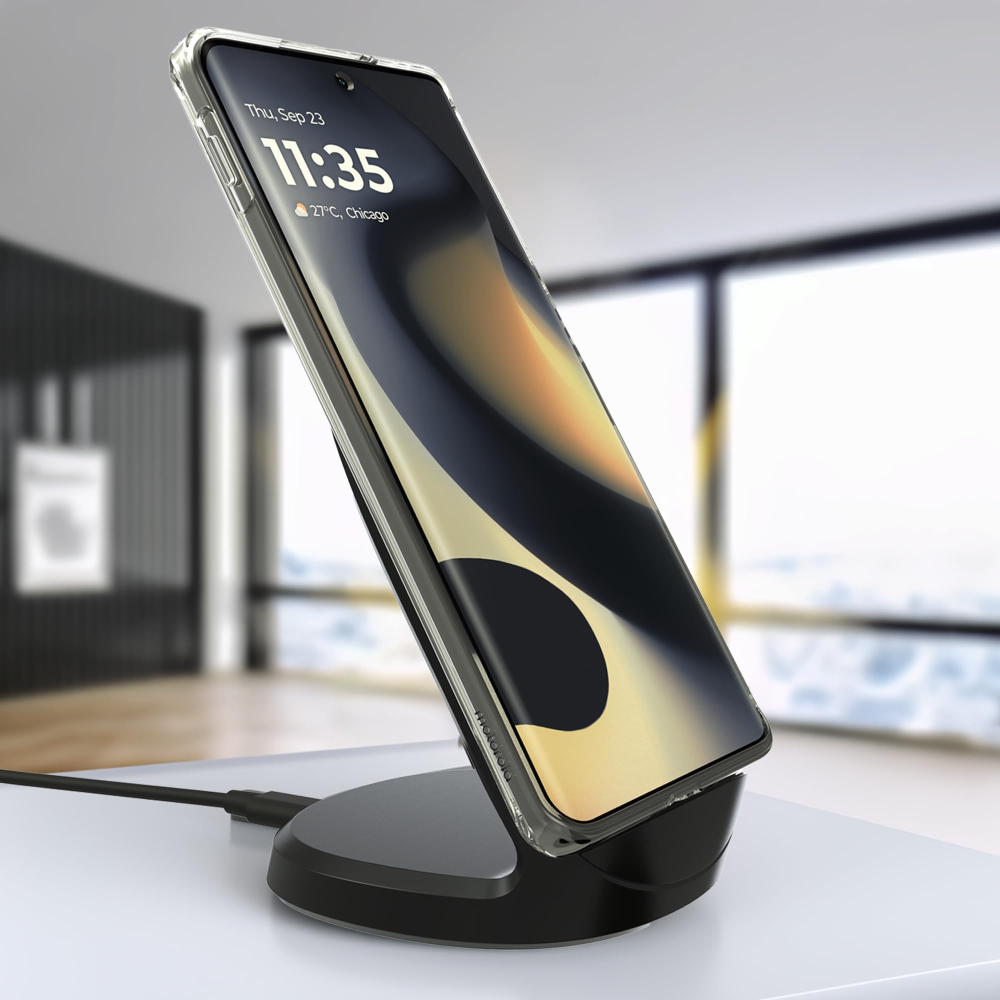 Motorola TurboPower 15W Wireless Stand + 33W Charger + Cable | For Moto G Power 2024/2025, G Stylus 2024/2025/2026, Edge 2024/2025, Razr/Razr Plus/Ultra 2024/2025 thumbnail
