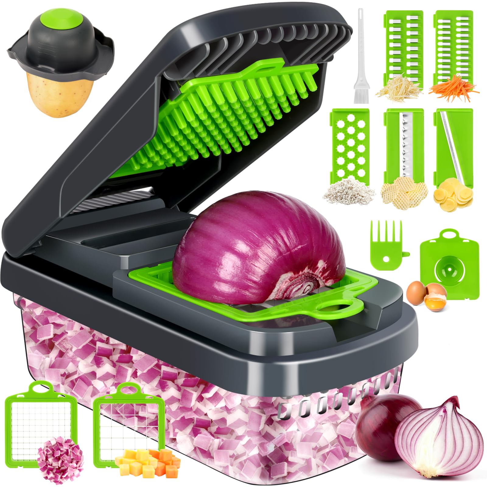 Yusshn Vegetable Chopper, 12-in-1 Food Veggie Chopper Cutter with Container