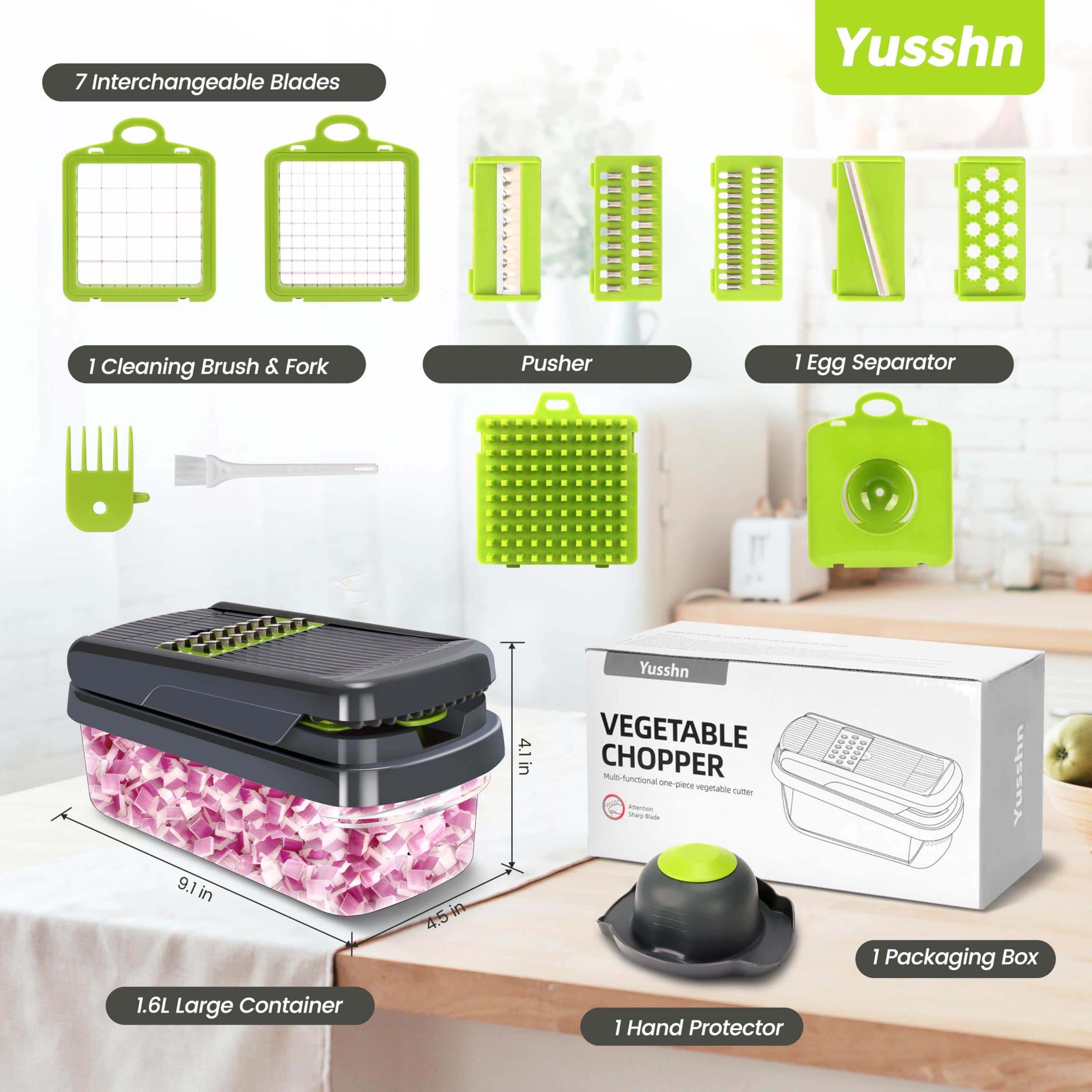 Yusshn Vegetable Chopper, 12-in-1 Food Veggie Chopper Cutter with Container thumbnail