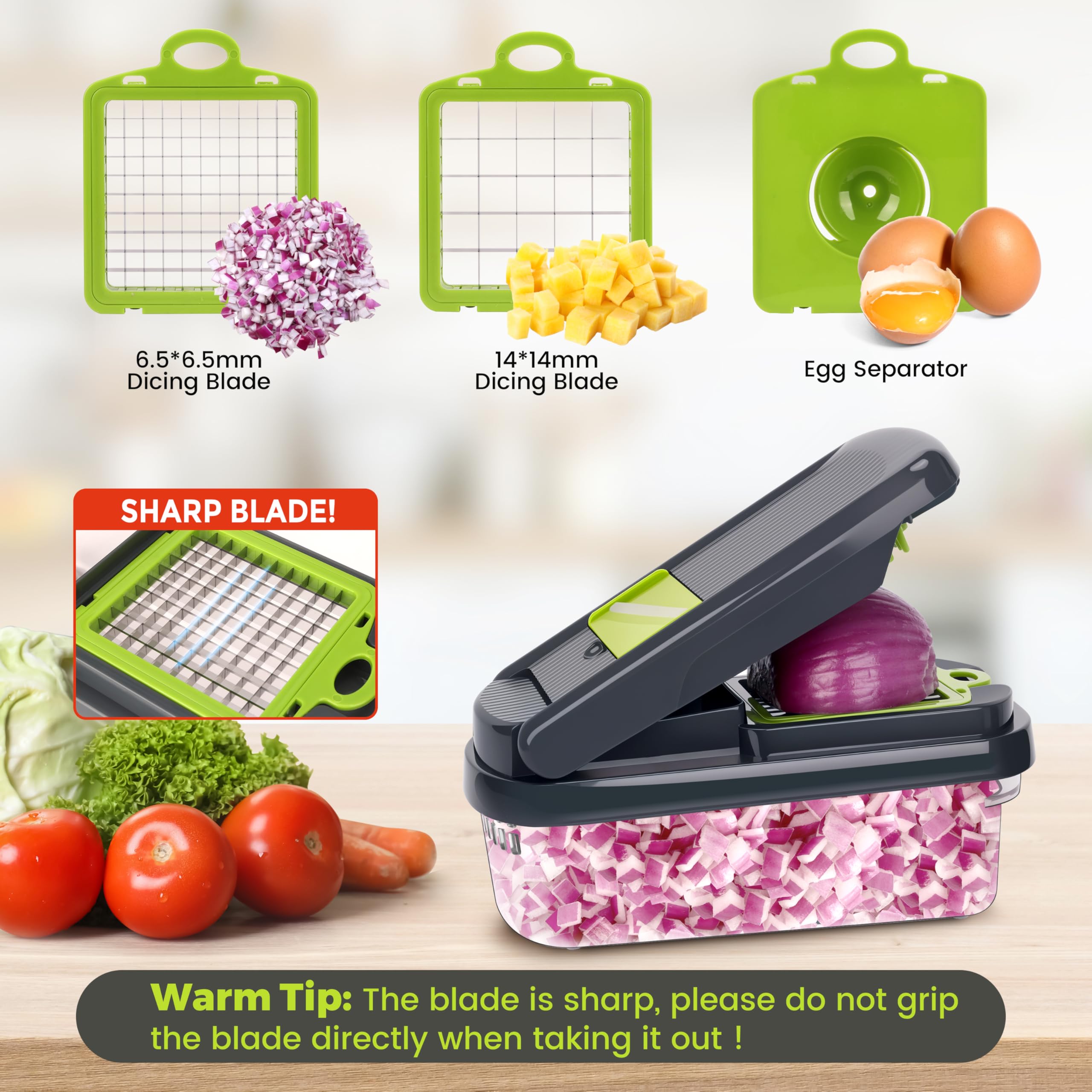 Yusshn Vegetable Chopper, 12-in-1 Food Veggie Chopper Cutter with Container thumbnail