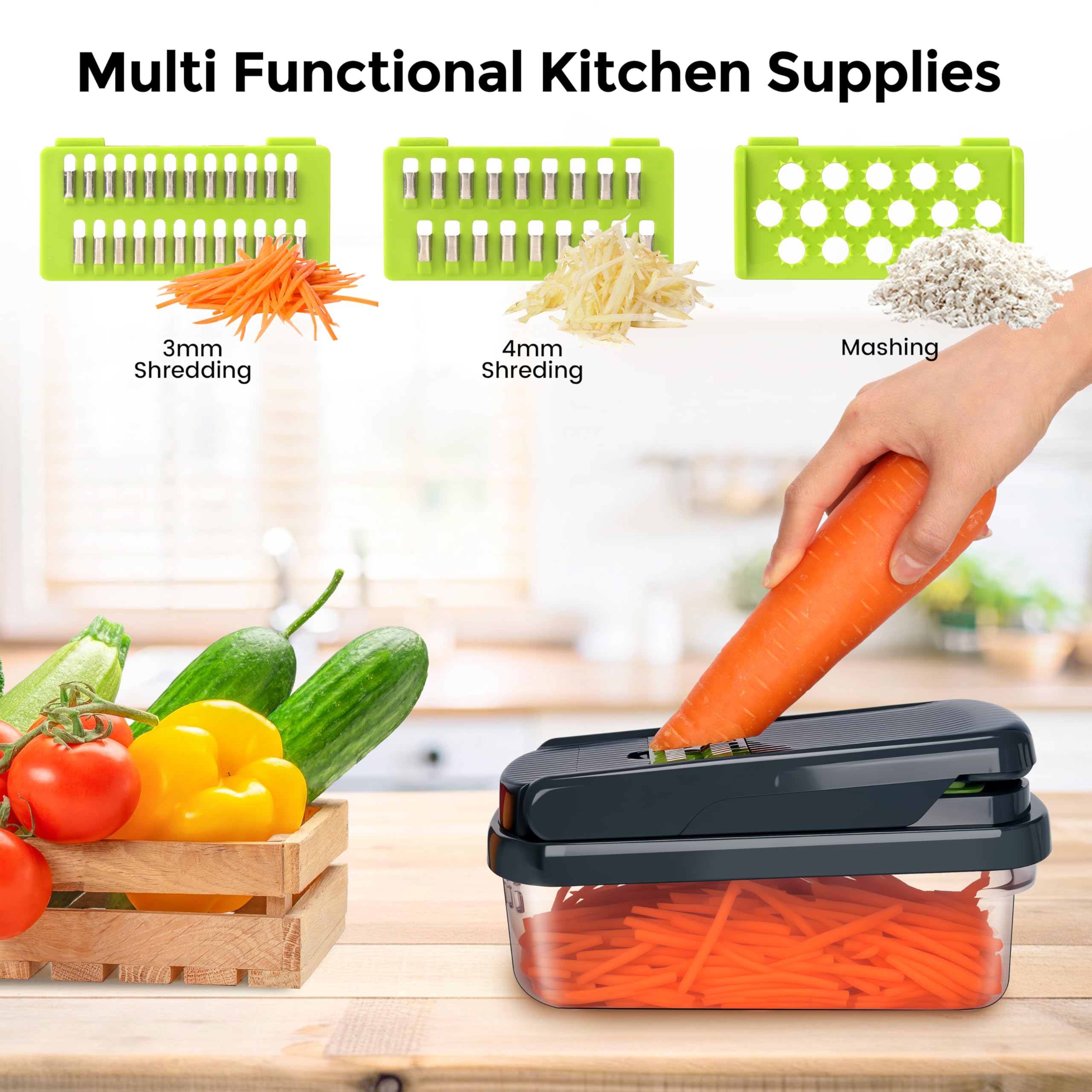 Yusshn Vegetable Chopper, 12-in-1 Food Veggie Chopper Cutter with Container thumbnail