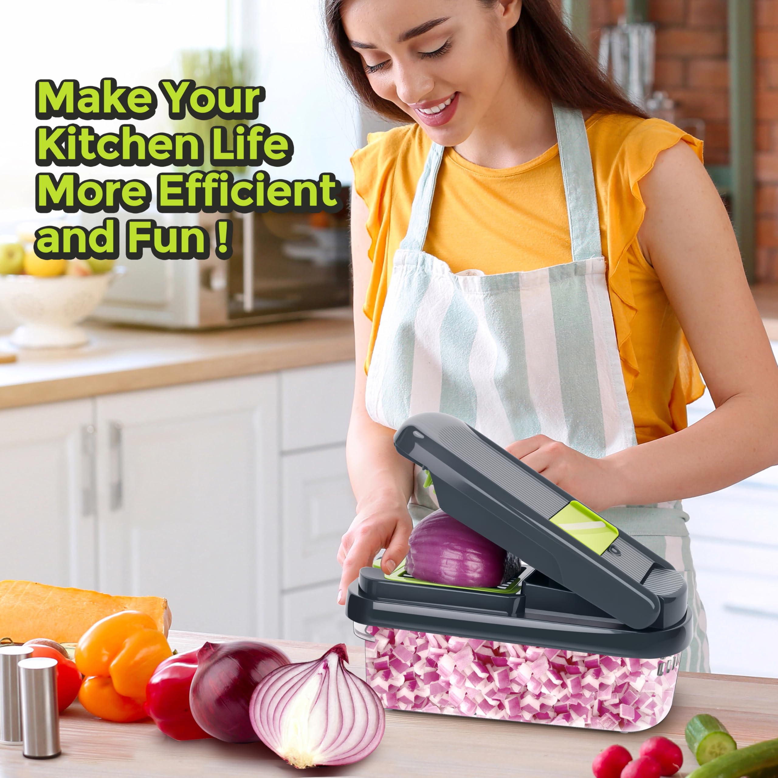 Yusshn Vegetable Chopper, 12-in-1 Food Veggie Chopper Cutter with Container thumbnail