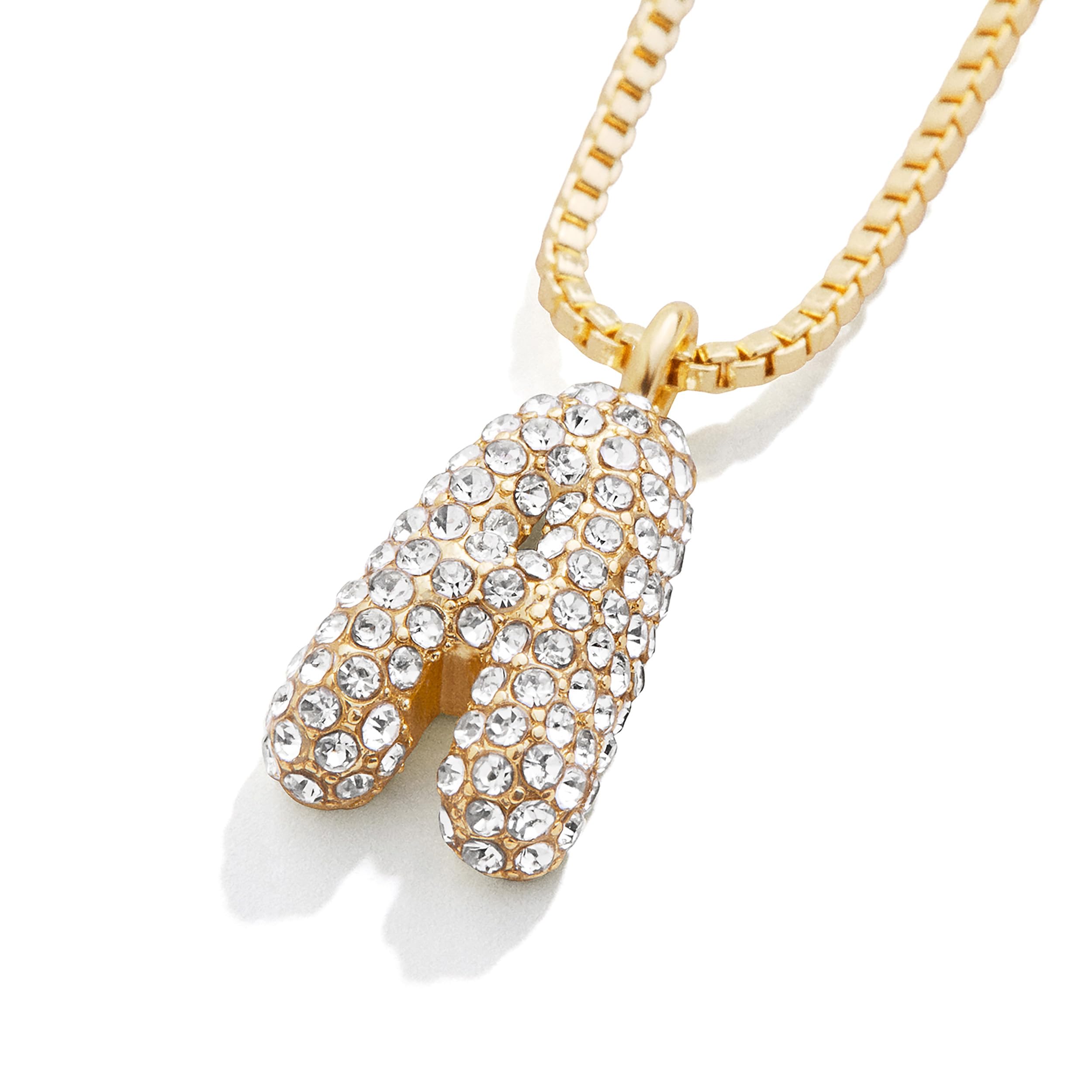 BaubleBar Gold-Plated Initial Necklace - Bubble or Signature Letter Pendant, 17-Inch Chain Necklace with Lobster Clasp, Fashion Jewelry, Perfect Personalized Gift for Women thumbnail