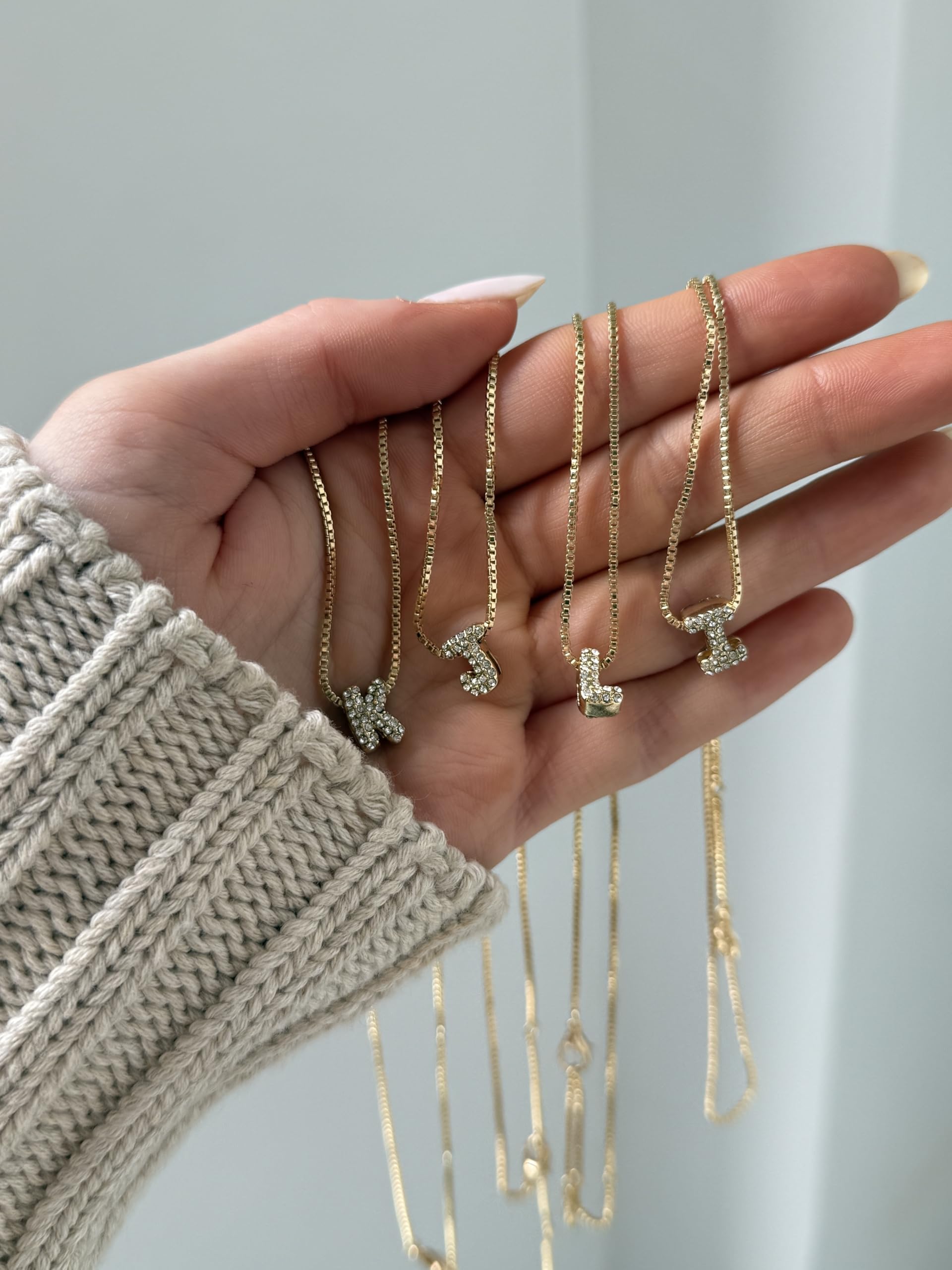 BaubleBar Gold-Plated Initial Necklace - Bubble or Signature Letter Pendant, 17-Inch Chain Necklace with Lobster Clasp, Fashion Jewelry, Perfect Personalized Gift for Women thumbnail
