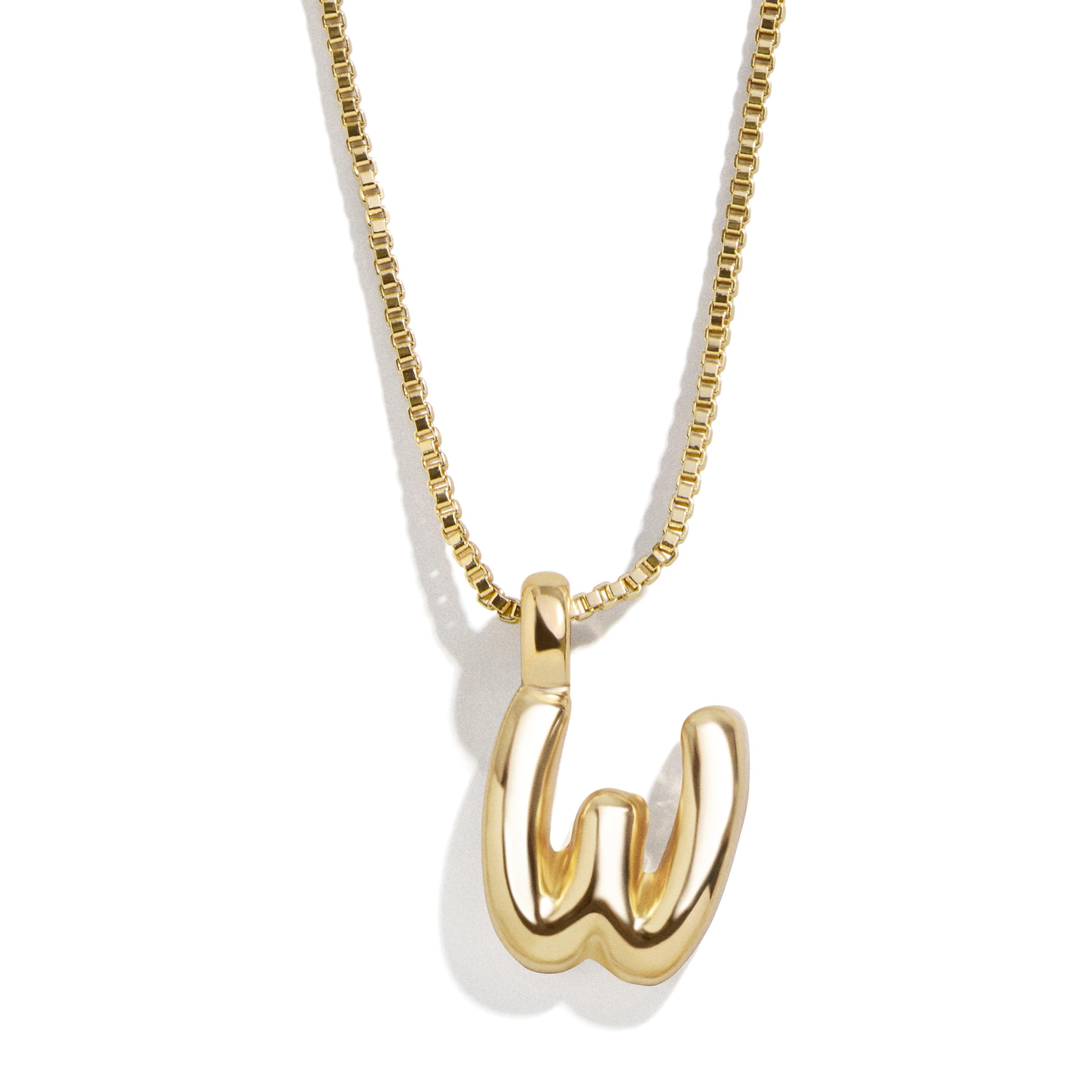 BaubleBar Gold-Plated Initial Necklace - Bubble or Signature Letter Pendant, 17-Inch Chain Necklace with Lobster Clasp, Fashion Jewelry, Perfect Personalized Gift for Women thumbnail