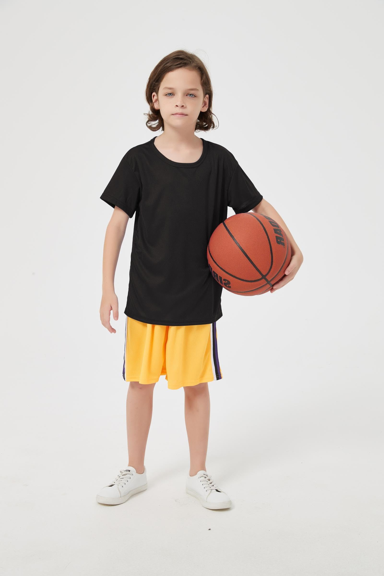 6 Pack Quick Dry Mesh Boys Shirts Athletic Short Sleeve Kids Shirts(4-18Y） | Moisture Wicking Youth Boys T Shirts,100%Polyester Sport Kids T Shirts,Performance Workout Teen Activewear,Basic Boys Clothes thumbnail