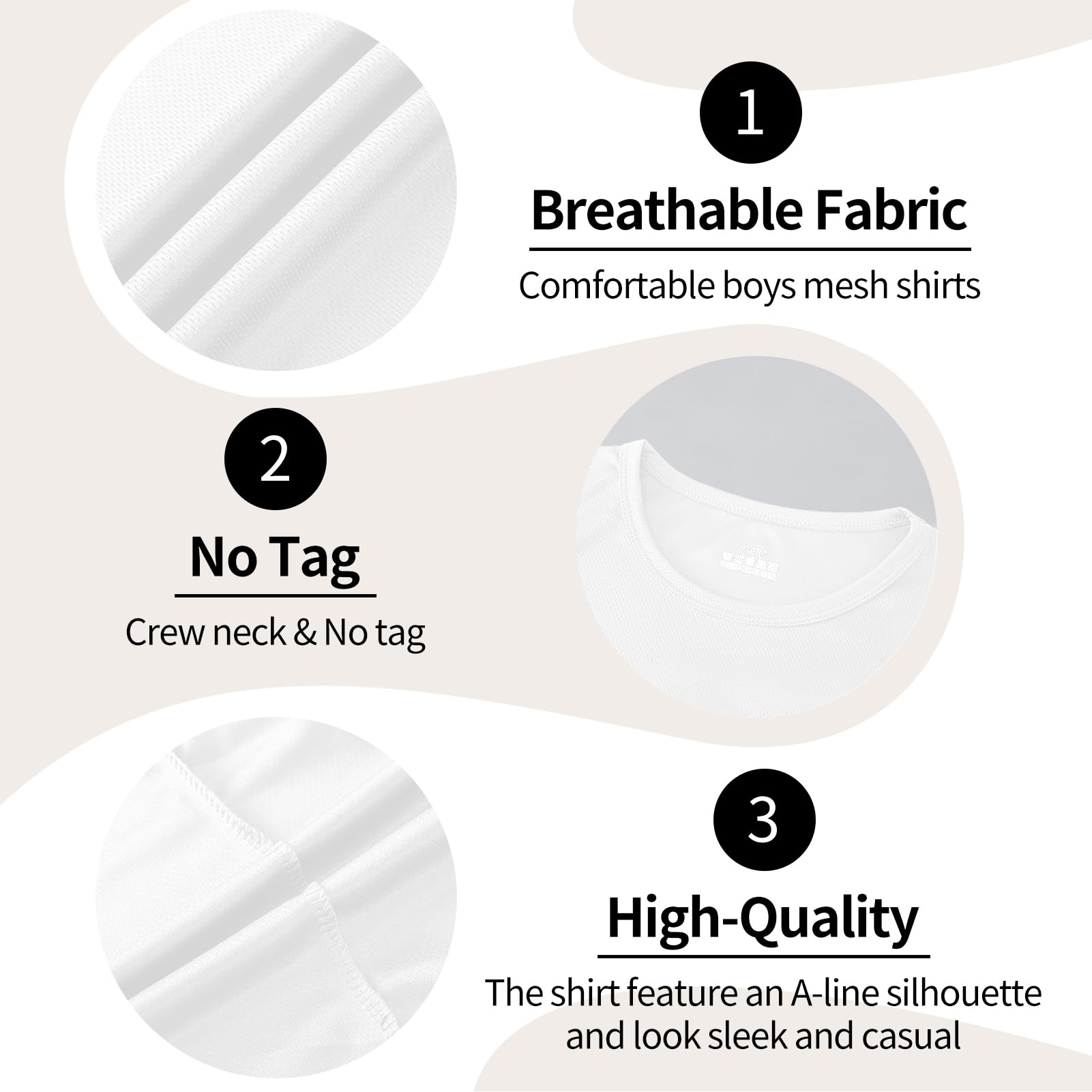 6 Pack Quick Dry Mesh Boys Shirts Athletic Short Sleeve Kids Shirts(4-18Y） | Moisture Wicking Youth Boys T Shirts,100%Polyester Sport Kids T Shirts,Performance Workout Teen Activewear,Basic Boys Clothes thumbnail