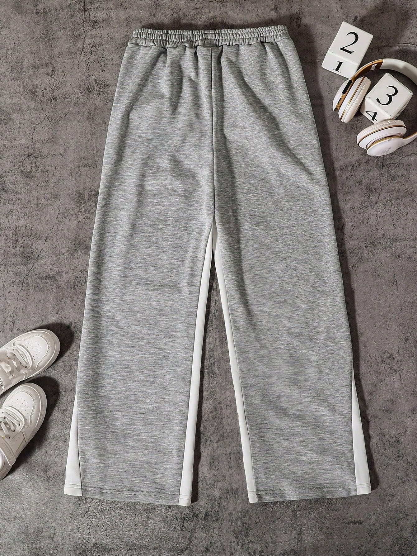 SHENHE Boy's Letter Print Elastic Waist Pants Wide Leg Pocket Athletic Sweatpants thumbnail