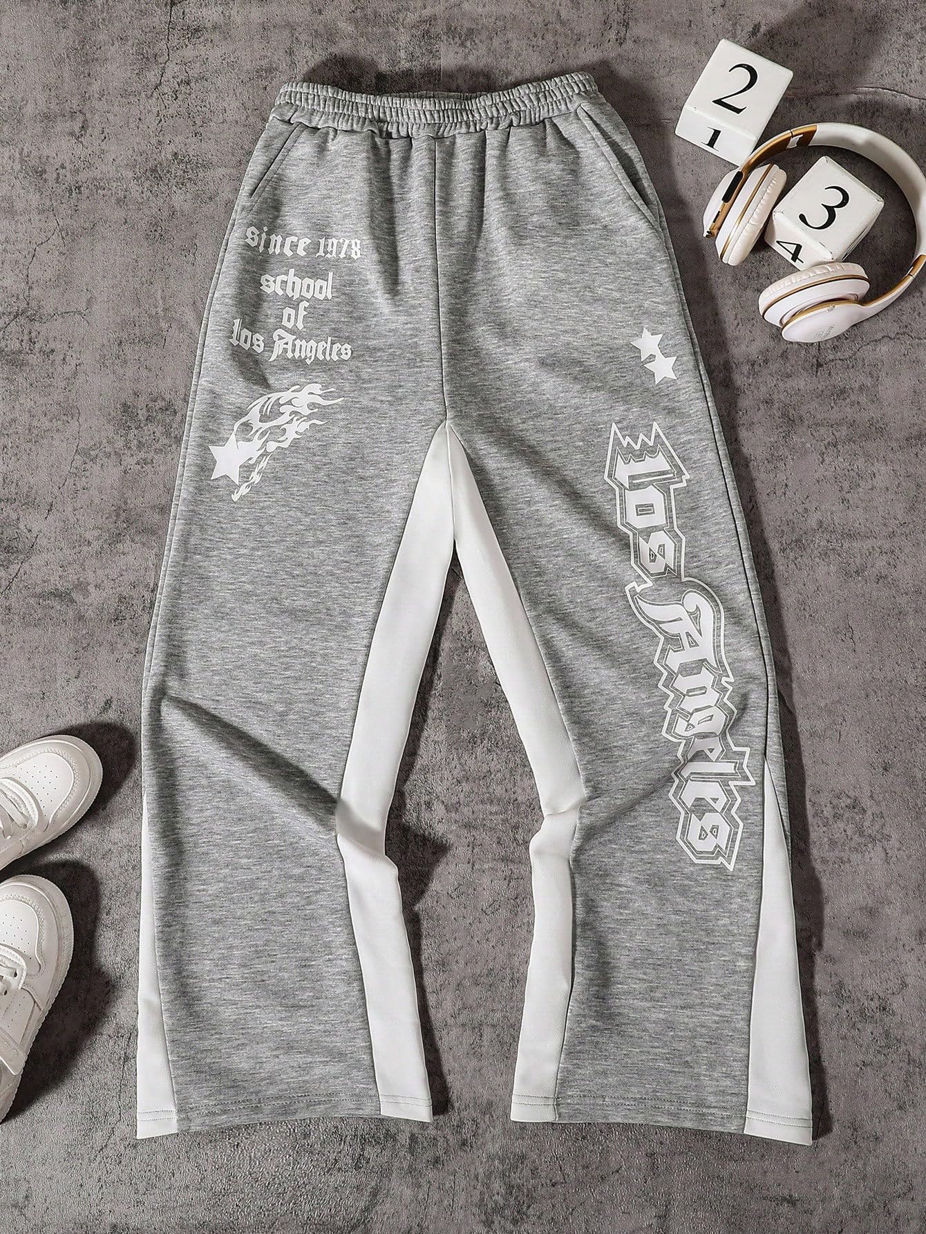 SHENHE Boy's Letter Print Elastic Waist Pants Wide Leg Pocket Athletic Sweatpants thumbnail