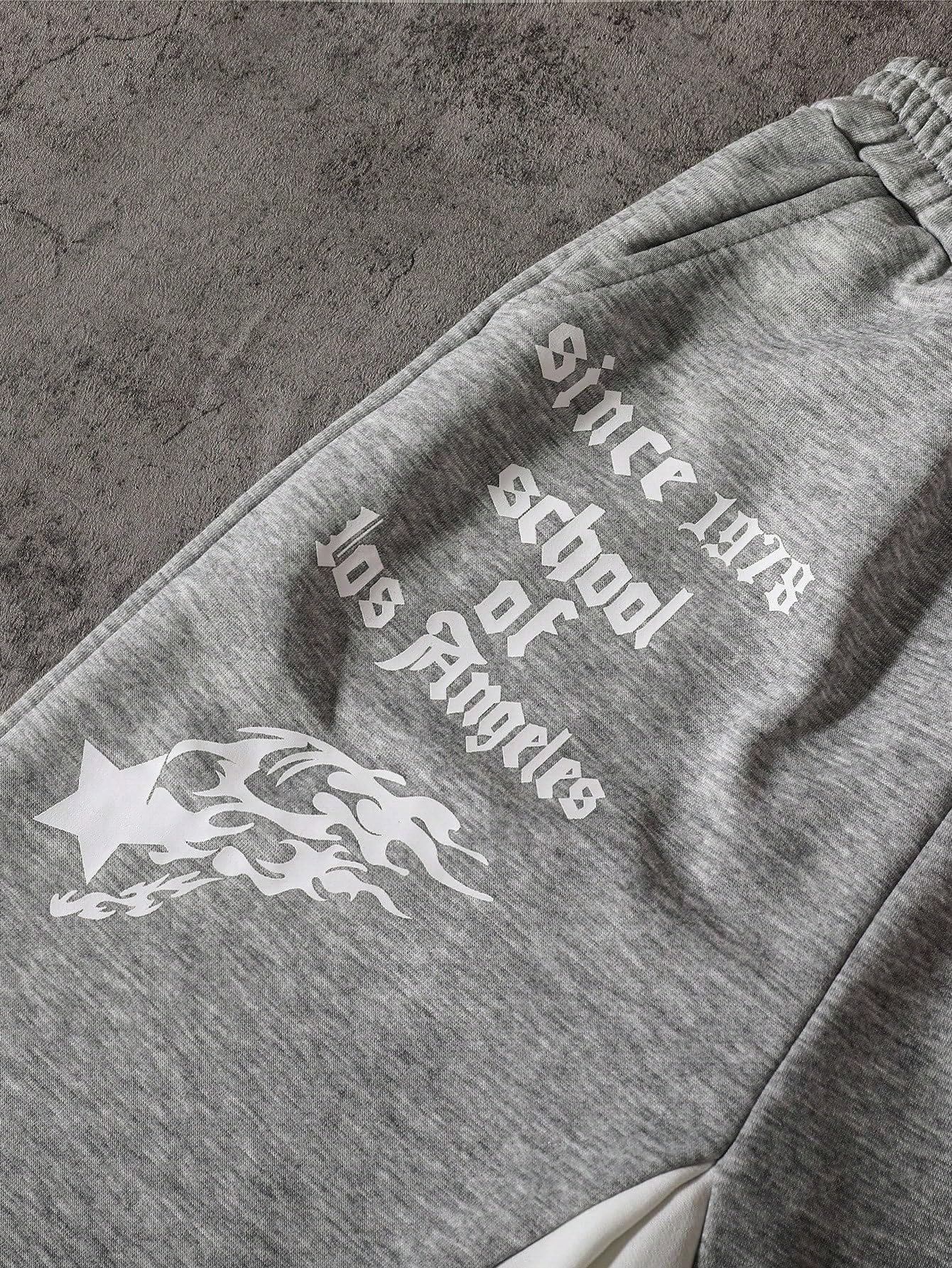 SHENHE Boy's Letter Print Elastic Waist Pants Wide Leg Pocket Athletic Sweatpants thumbnail