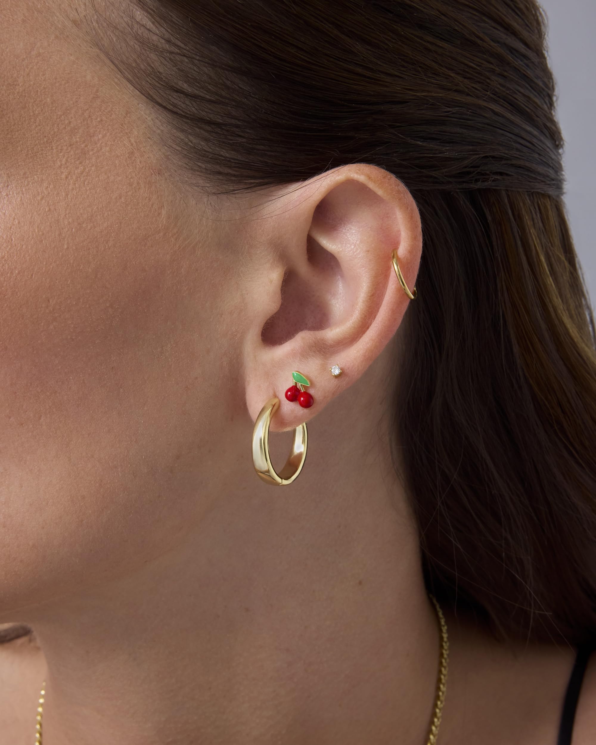 PAVOI 14K Gold Plated 925 Sterling Silver Posts Enamel Flatback Stud Earrings for Women - Colored Chili Pepper Strawberry Cherry Emoji Screwback Earrings - Dainty Helix Cartilage Piercing Jewelry thumbnail