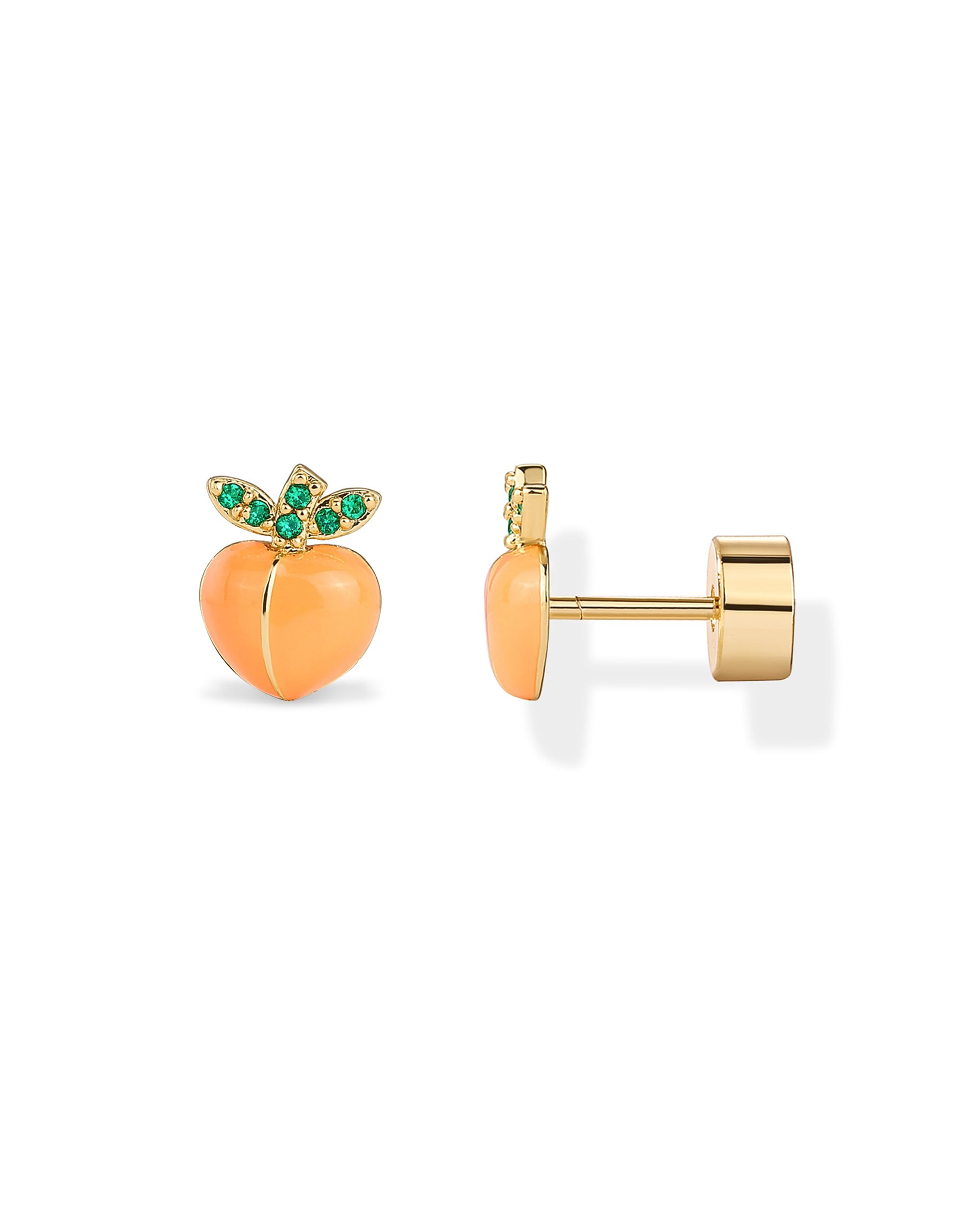 PAVOI 14K Gold Plated 925 Sterling Silver Posts Enamel Flatback Stud Earrings for Women - Colored Chili Pepper Strawberry Cherry Emoji Screwback Earrings - Dainty Helix Cartilage Piercing Jewelry thumbnail