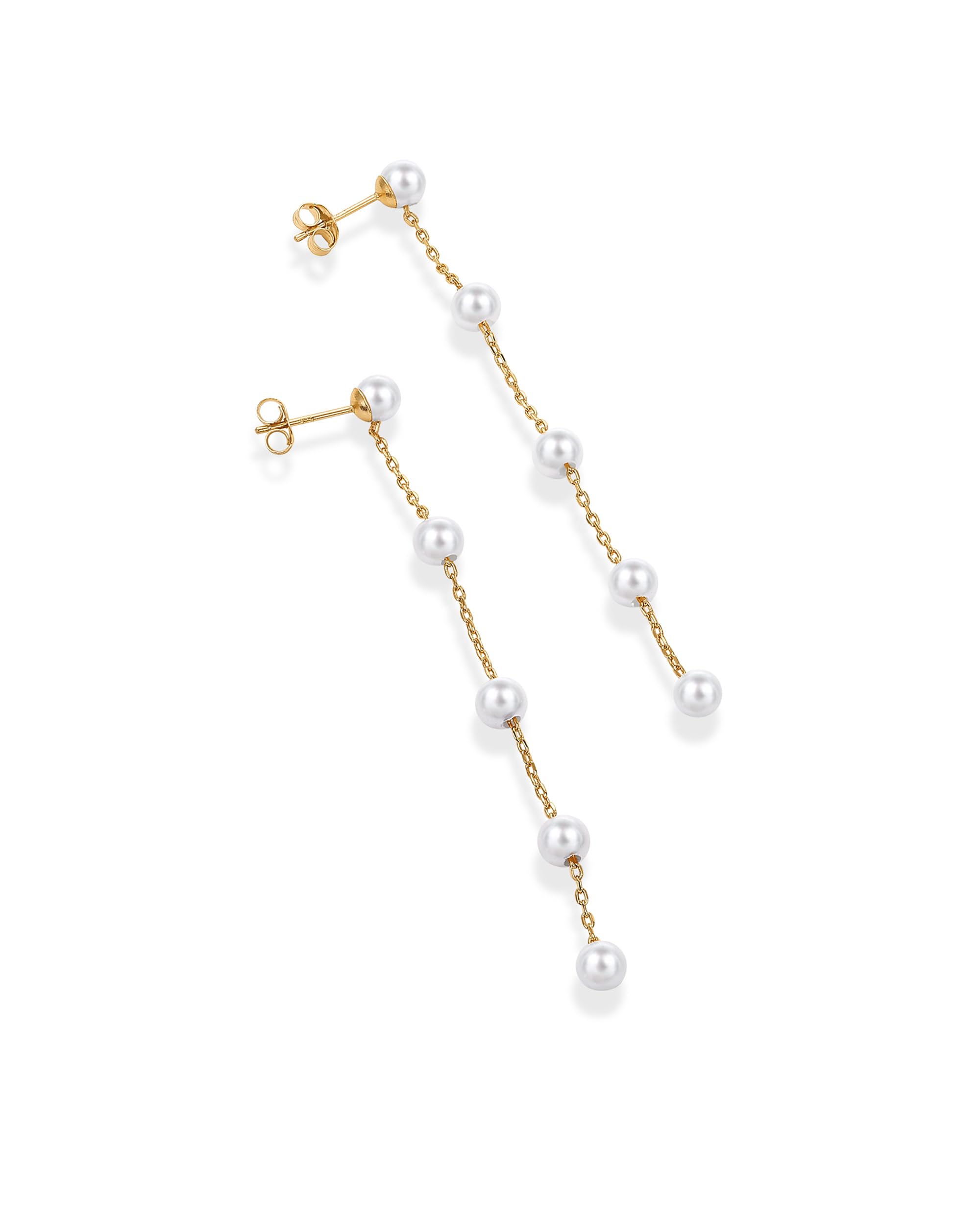 PAVOI 14K Gold Plated 925 Sterling Silver Posts Pearl Dangle Drop Earrings | Bridal Pearl Earrings for Women thumbnail