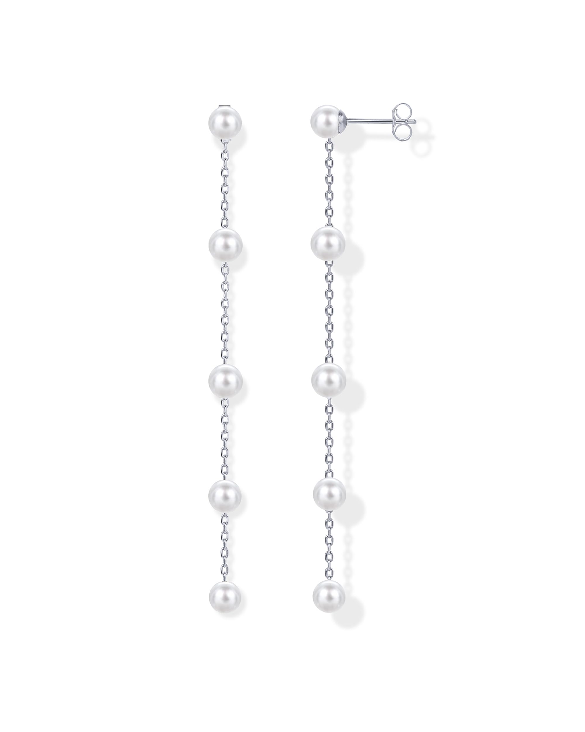 PAVOI 14K Gold Plated 925 Sterling Silver Posts Pearl Dangle Drop Earrings | Bridal Pearl Earrings for Women thumbnail