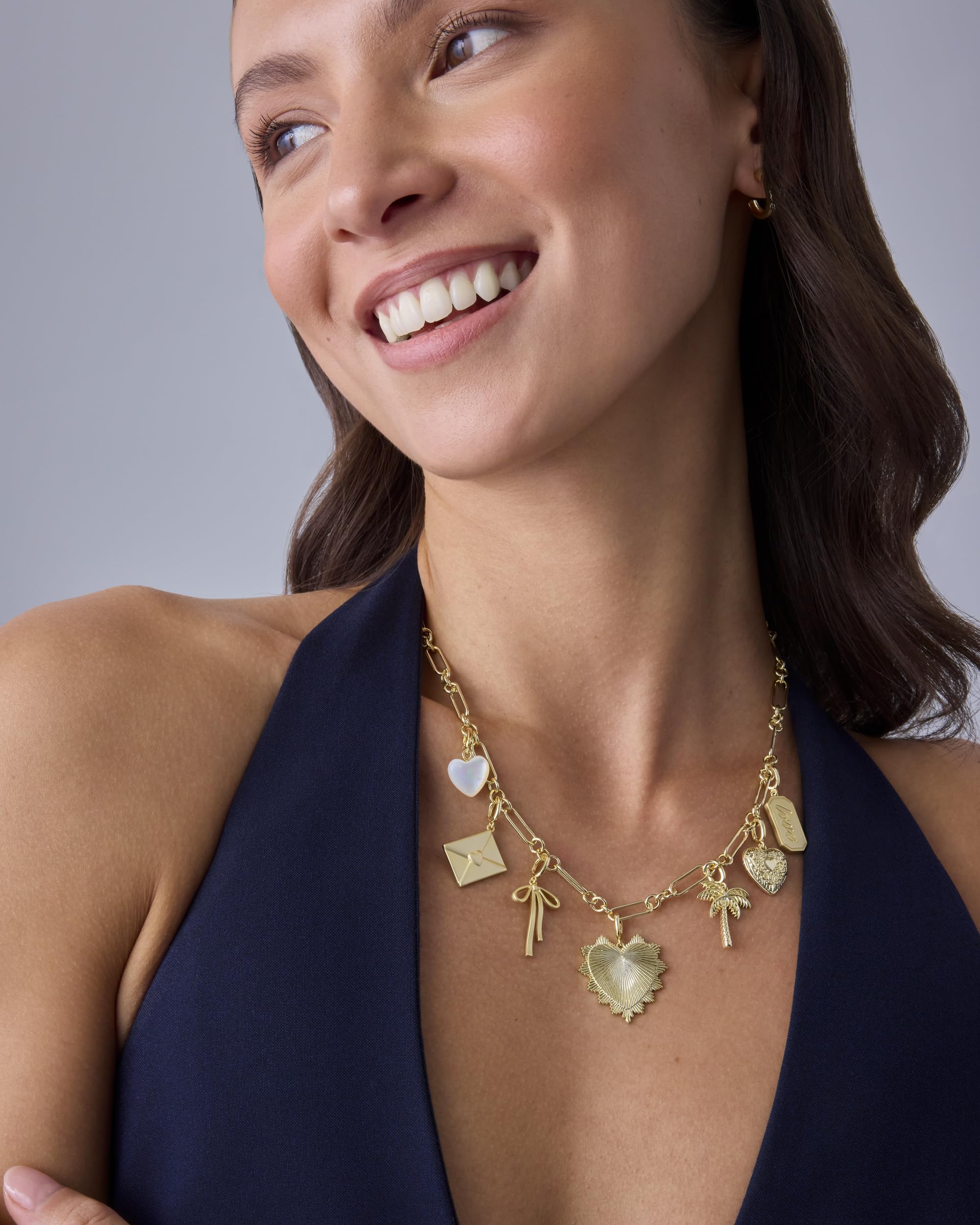PAVOI 14K Gold Plated Chunky Charm Necklace Pack for Women | Statement Paperclip Chain Necklaces with Removable Charms | Heart Palm Tree Bow Pearl Love Friendship Necklace - Valentines Day Trendy Jewelry thumbnail