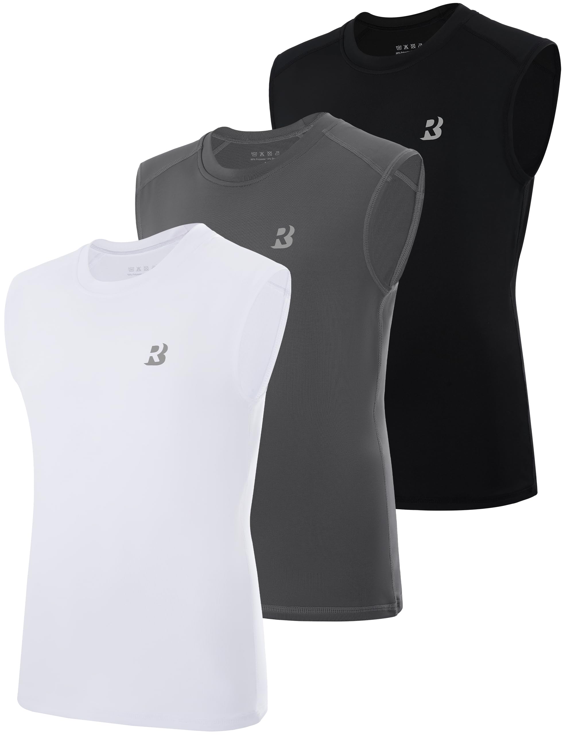 Roadbox Boys Youth Sleeveless Compression Shirt, Quick Dry Kids Football Undershirt, Athletic Soft Tank Tops Sport Basketball