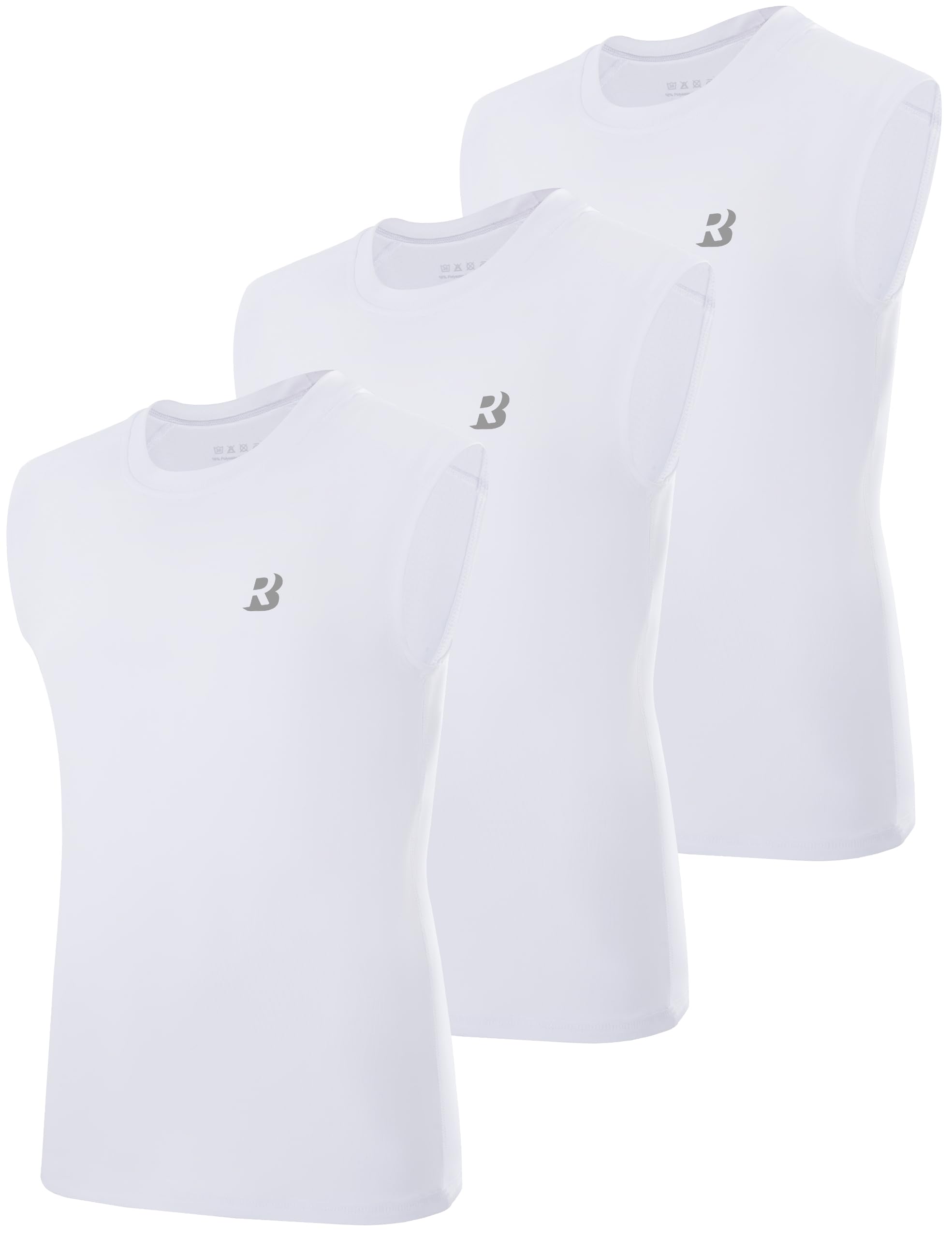 Roadbox Boys Youth Sleeveless Compression Shirt, Quick Dry Kids Football Undershirt, Athletic Soft Tank Tops Sport Basketball