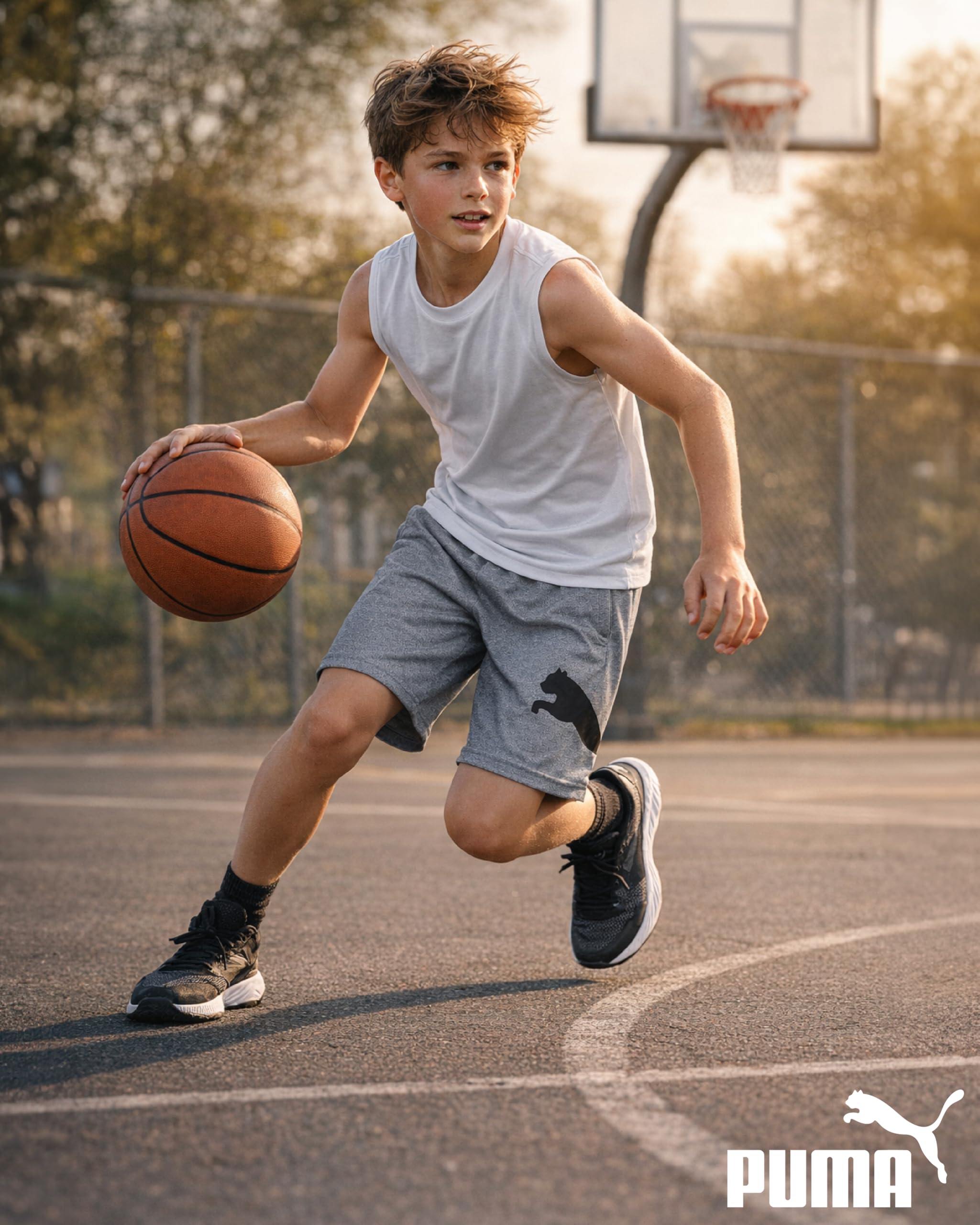 PUMA Boys Quick Dry Interlock Basketball Active Shorts Pockets (Sizes 4-20) | Breathable Performance Fabric, Lightweight Comfortable Fit, Great for Gym, Sports & Everyday Active Play thumbnail