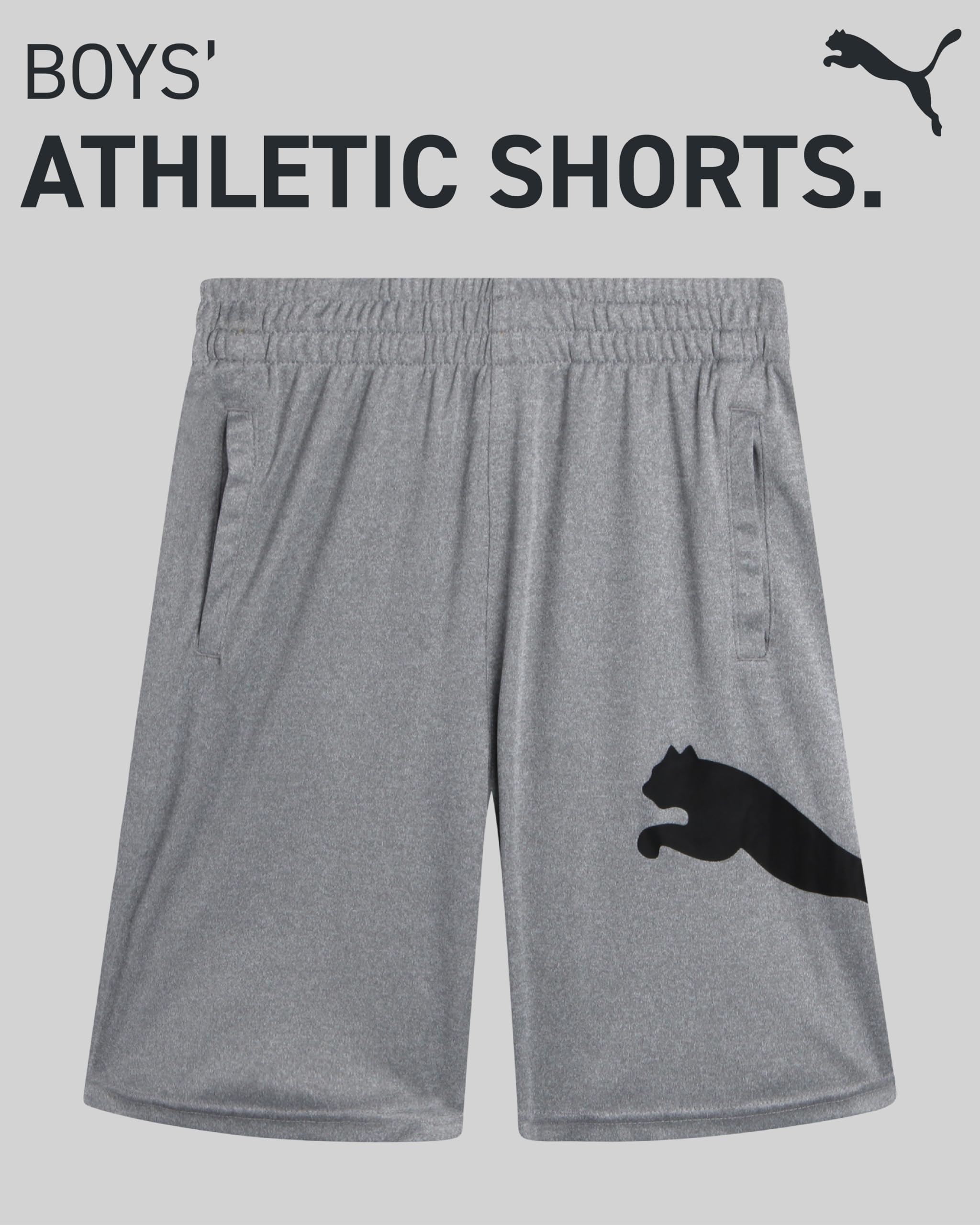 PUMA Boys Quick Dry Interlock Basketball Active Shorts Pockets (Sizes 4-20) | Breathable Performance Fabric, Lightweight Comfortable Fit, Great for Gym, Sports & Everyday Active Play thumbnail
