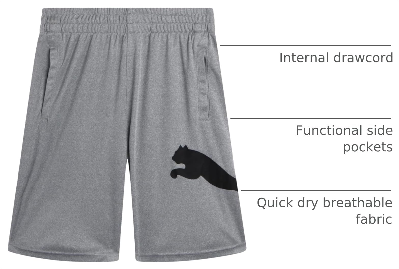 PUMA Boys Quick Dry Interlock Basketball Active Shorts Pockets (Sizes 4-20) | Breathable Performance Fabric, Lightweight Comfortable Fit, Great for Gym, Sports & Everyday Active Play thumbnail