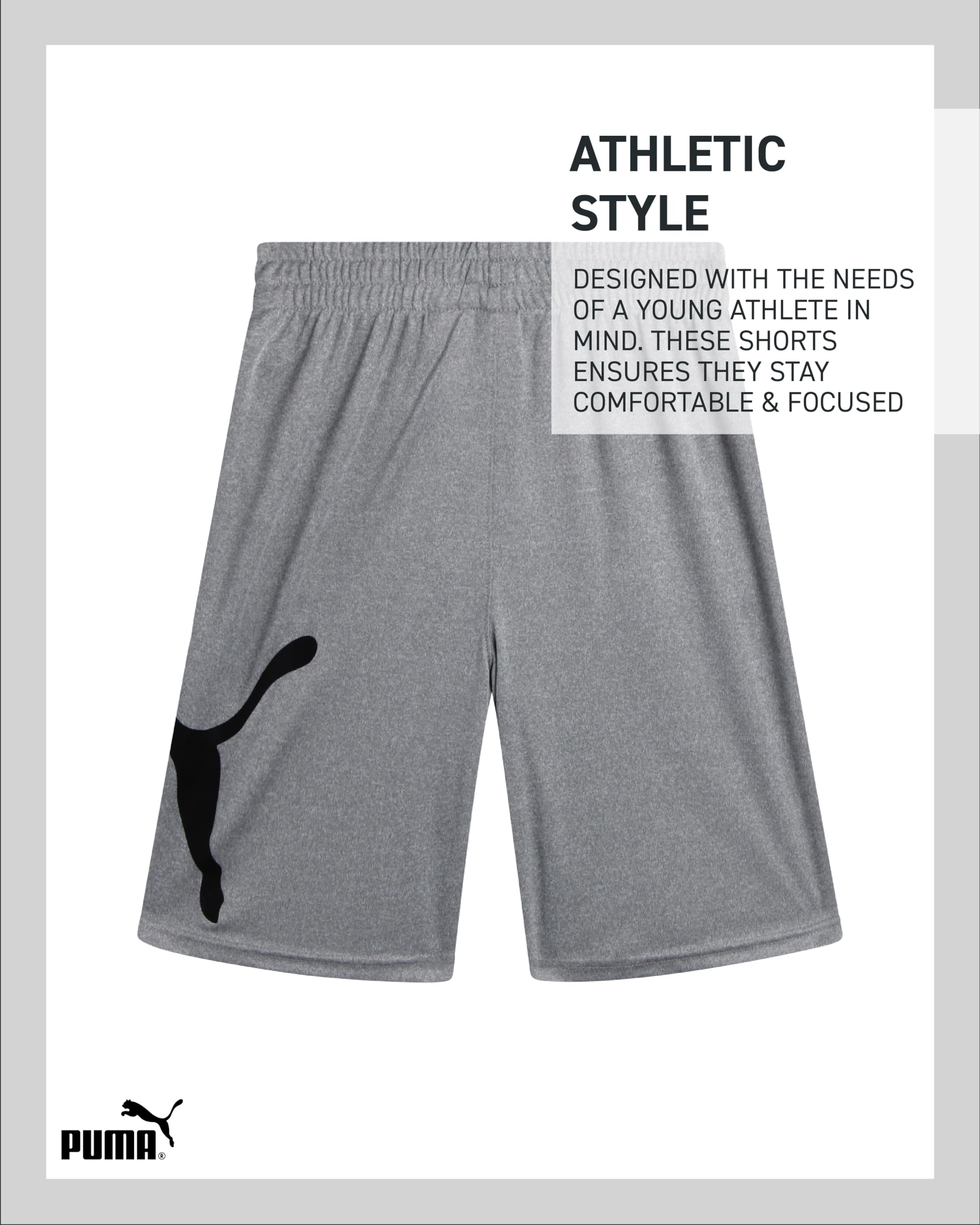 PUMA Boys Quick Dry Interlock Basketball Active Shorts Pockets (Sizes 4-20) | Breathable Performance Fabric, Lightweight Comfortable Fit, Great for Gym, Sports & Everyday Active Play thumbnail