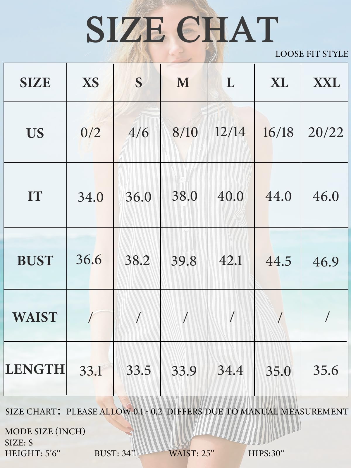 CUPSHE Womens Summer Dresses V Neck Sleeveless Striped Button Up Mini Casual Coverup Dress thumbnail