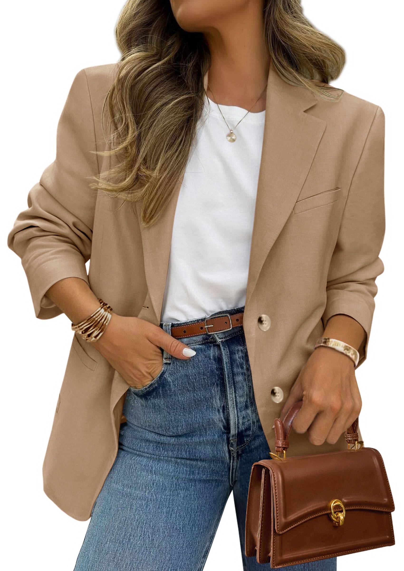 PRETTYGARDEN 2026 Blazers for Women Business Casual Long Sleeve Lapel Open Front Suit Jacket Work Blazer with Pockets thumbnail