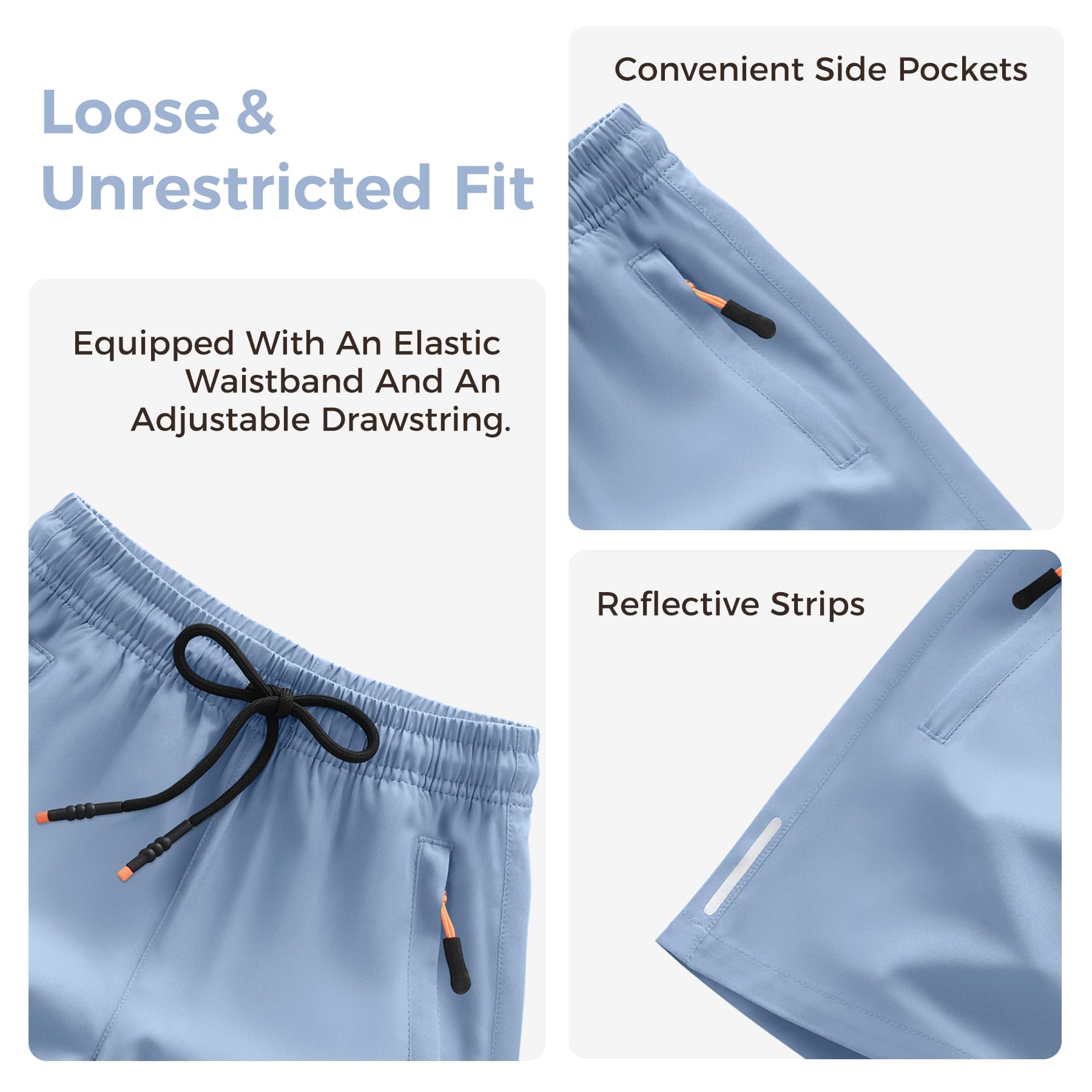 Boys Shorts Quick Dry Athletic Running Shorts with Zipper Pockets thumbnail