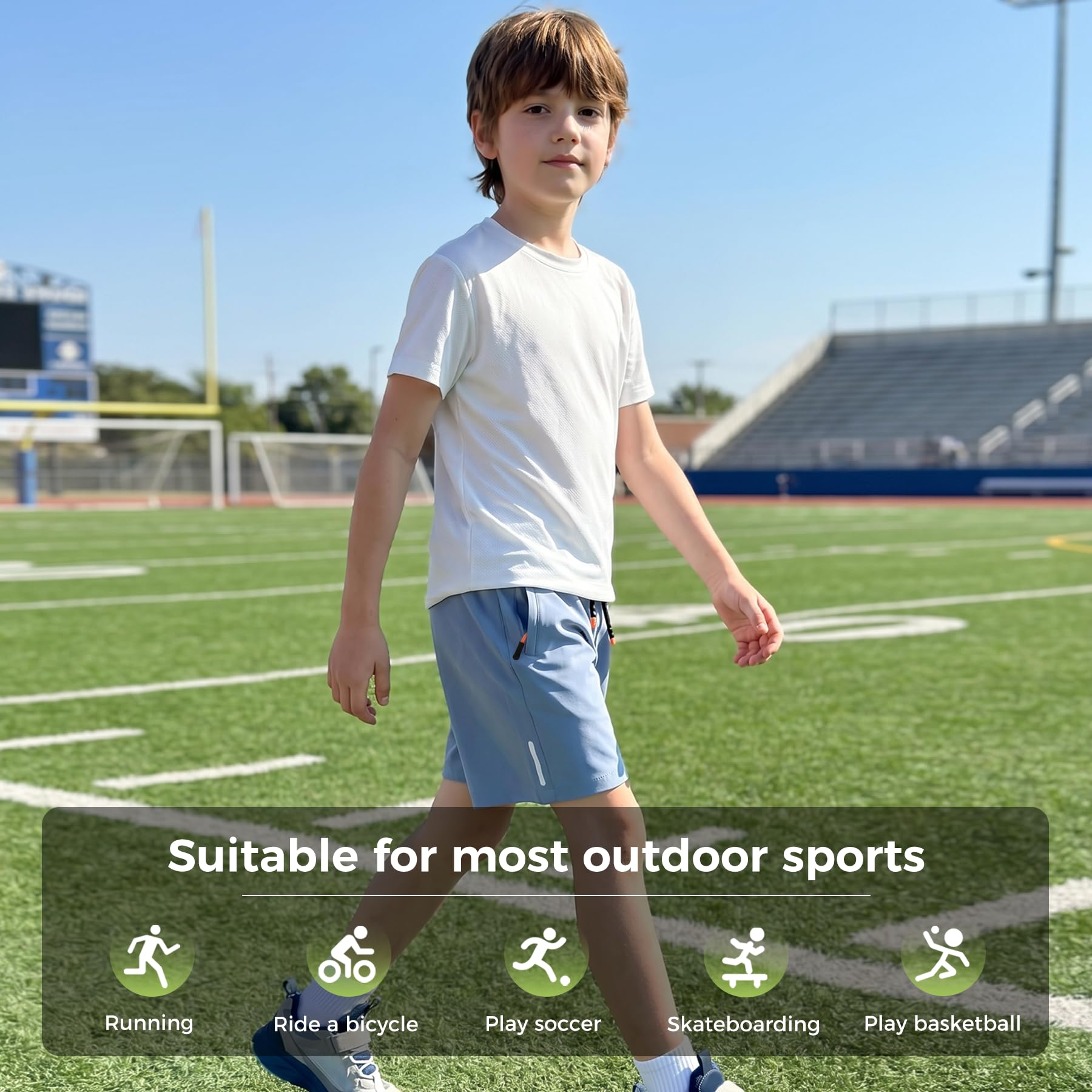 Boys Shorts Quick Dry Athletic Running Shorts with Zipper Pockets thumbnail