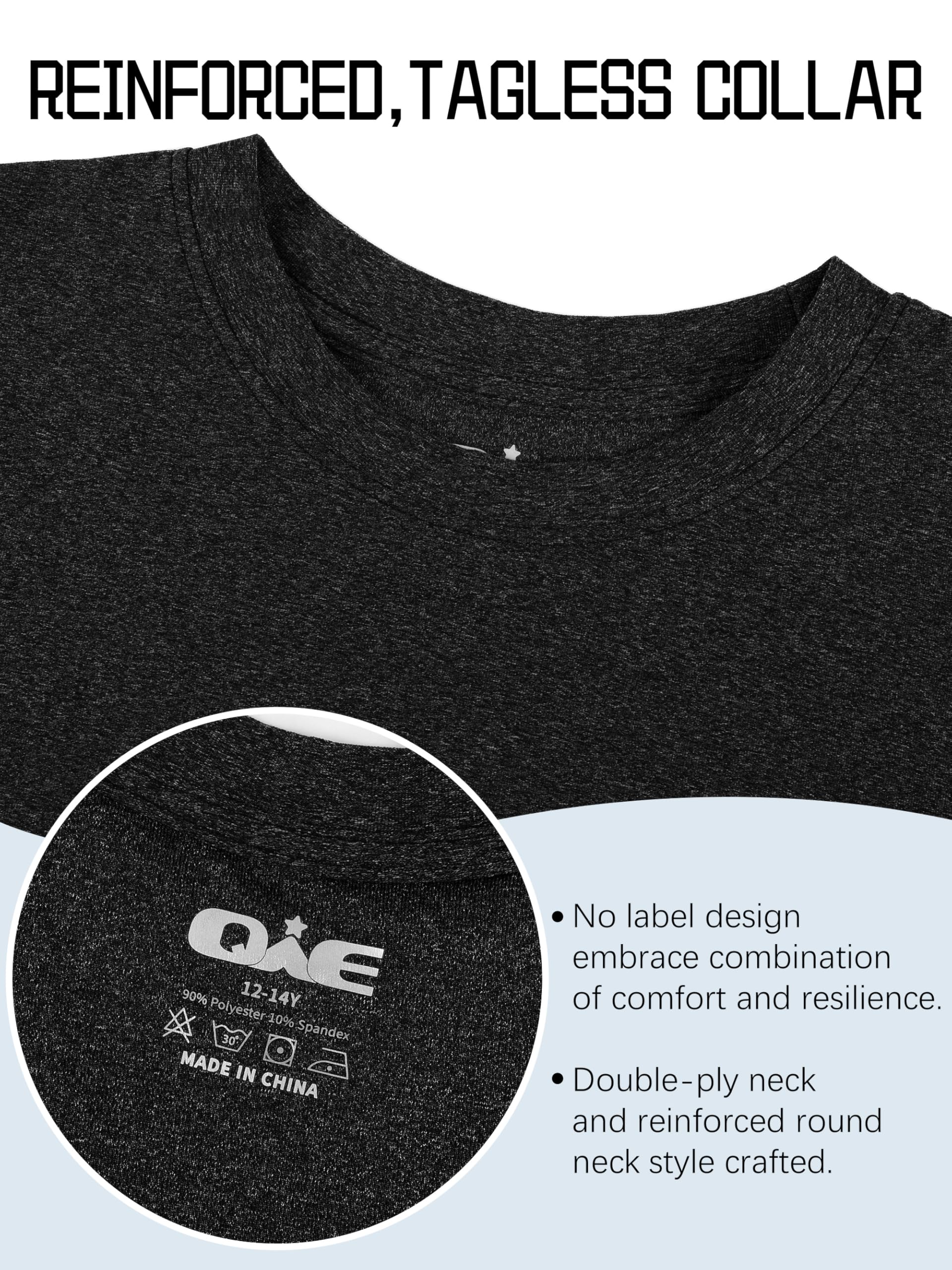 QWE 5 Pack Boys Shirts Youth Dry Fit Shirts Athletic Short Sleeve T Shirts Boys' Activewear Tops for Youth Teens 5-18 Years thumbnail