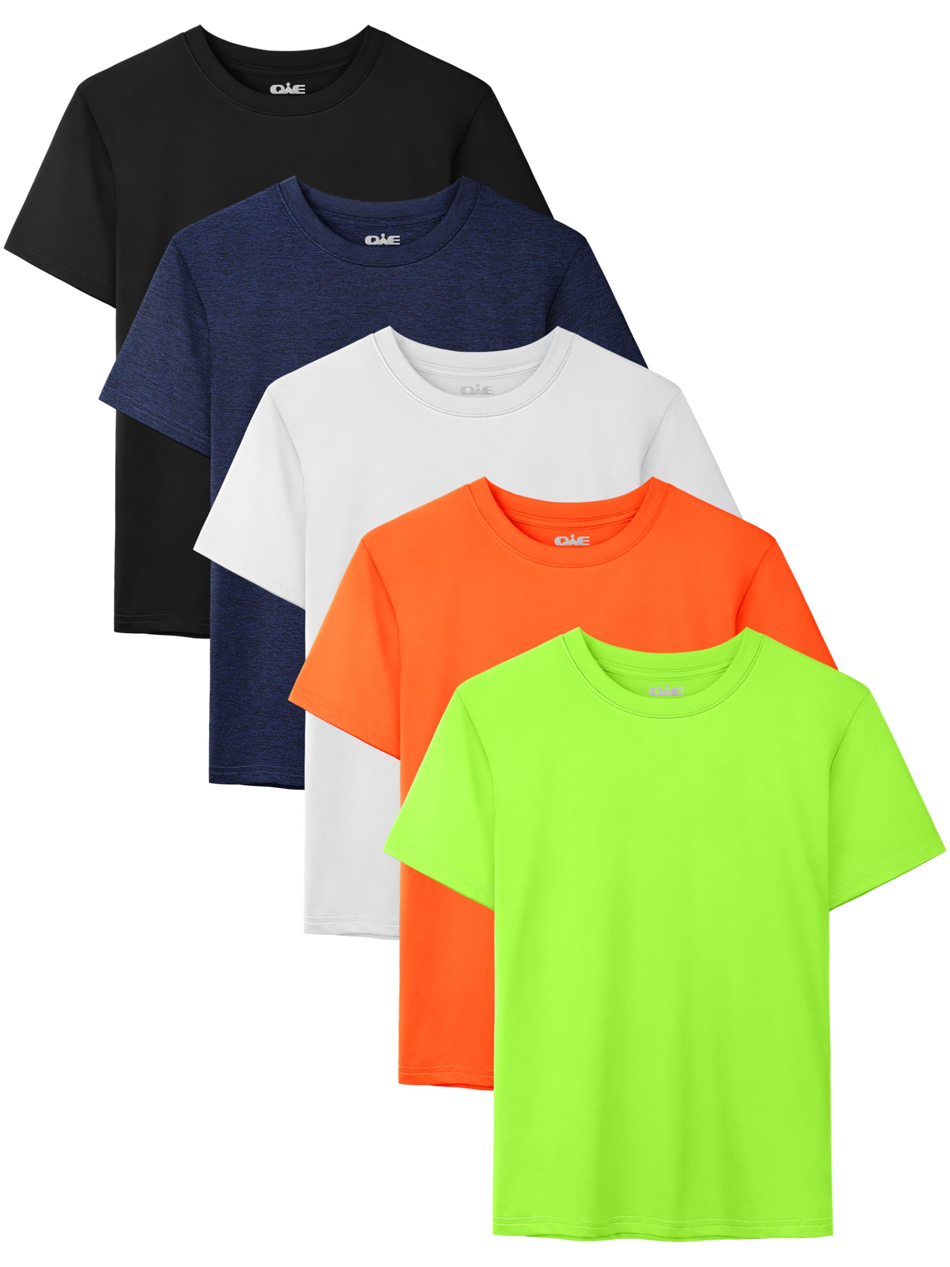 QWE 5 Pack Boys Shirts Youth Dry Fit Shirts Athletic Short Sleeve T Shirts Boys' Activewear Tops for Youth Teens 5-18 Years thumbnail