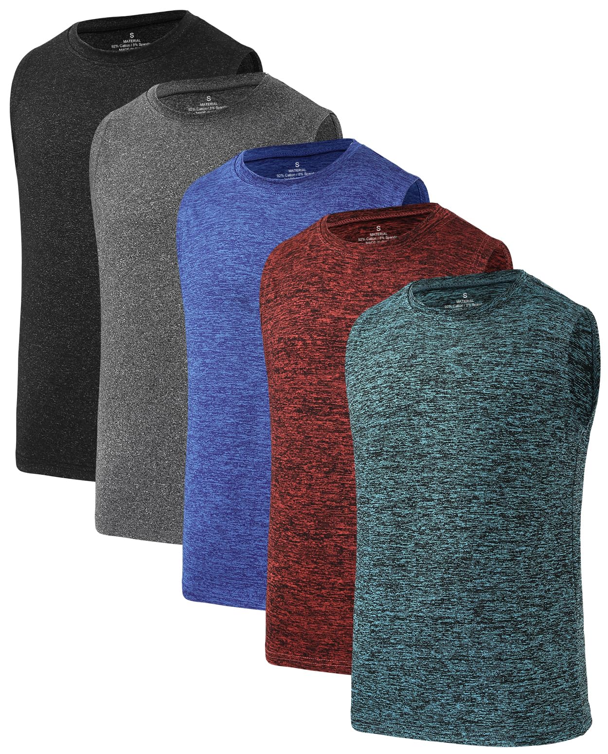 Star Vibe 5 Pack Boys Tank Tops Dry-Fit, Moisture Wicking Active Athletic Shirts Sleeveless Performance T-Shirts for Kids