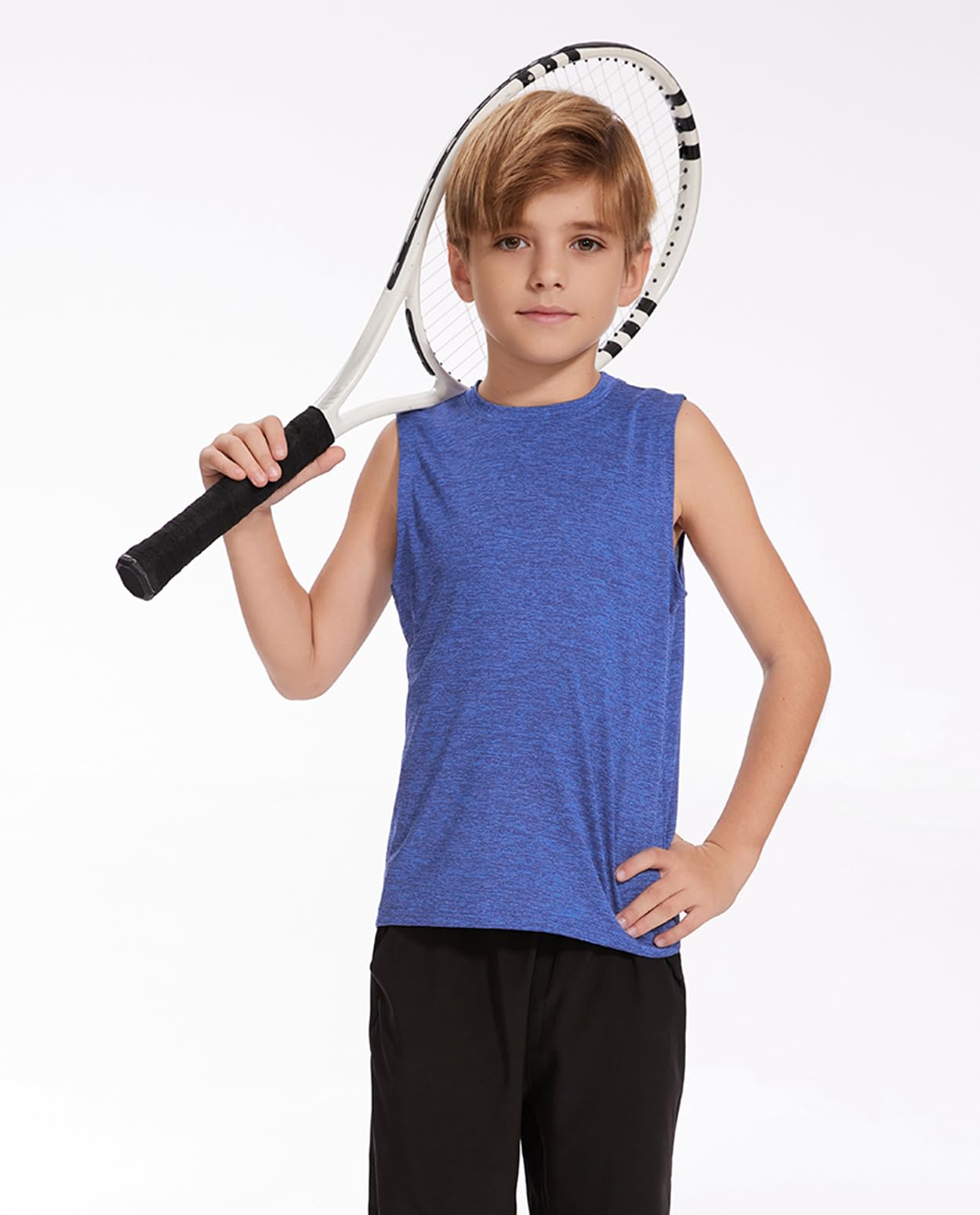 Star Vibe 5 Pack Boys Tank Tops Dry-Fit, Moisture Wicking Active Athletic Shirts Sleeveless Performance T-Shirts for Kids thumbnail