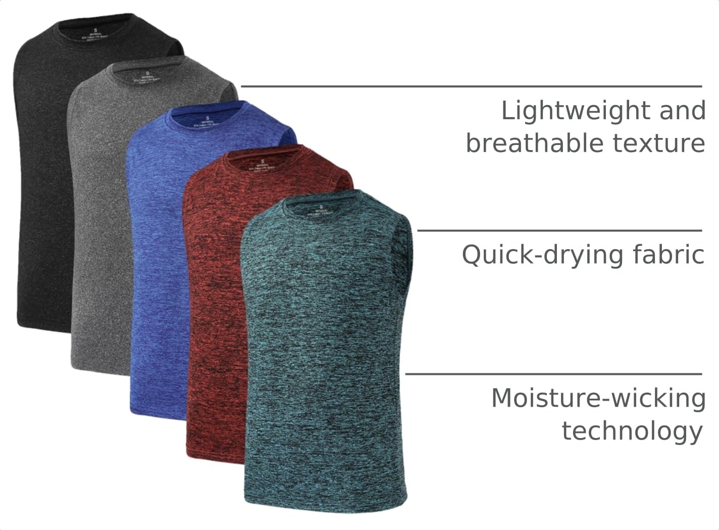 Star Vibe 5 Pack Boys Tank Tops Dry-Fit, Moisture Wicking Active Athletic Shirts Sleeveless Performance T-Shirts for Kids thumbnail
