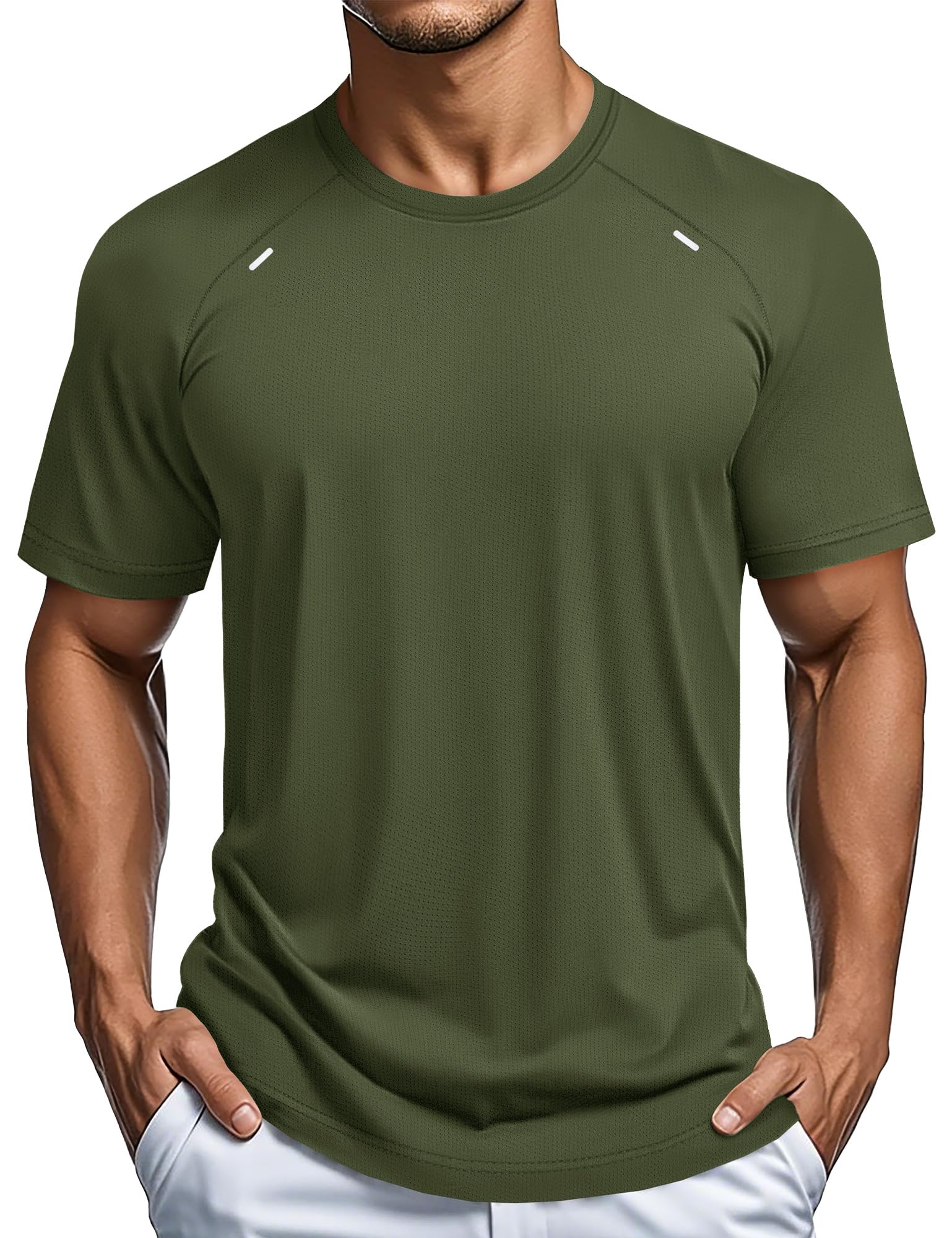 MAGCOMSEN Men's Dry Fit Shirts Mesh Short Sleeve Athletic Lightweight Workout Performance Hiking Shirt