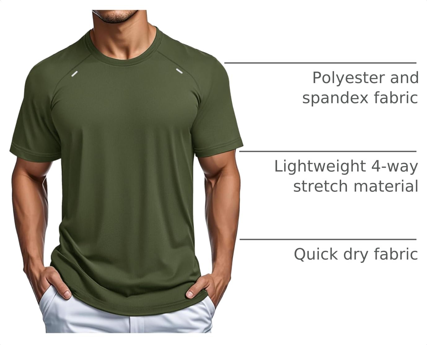 MAGCOMSEN Men's Dry Fit Shirts Mesh Short Sleeve Athletic Lightweight Workout Performance Hiking Shirt thumbnail
