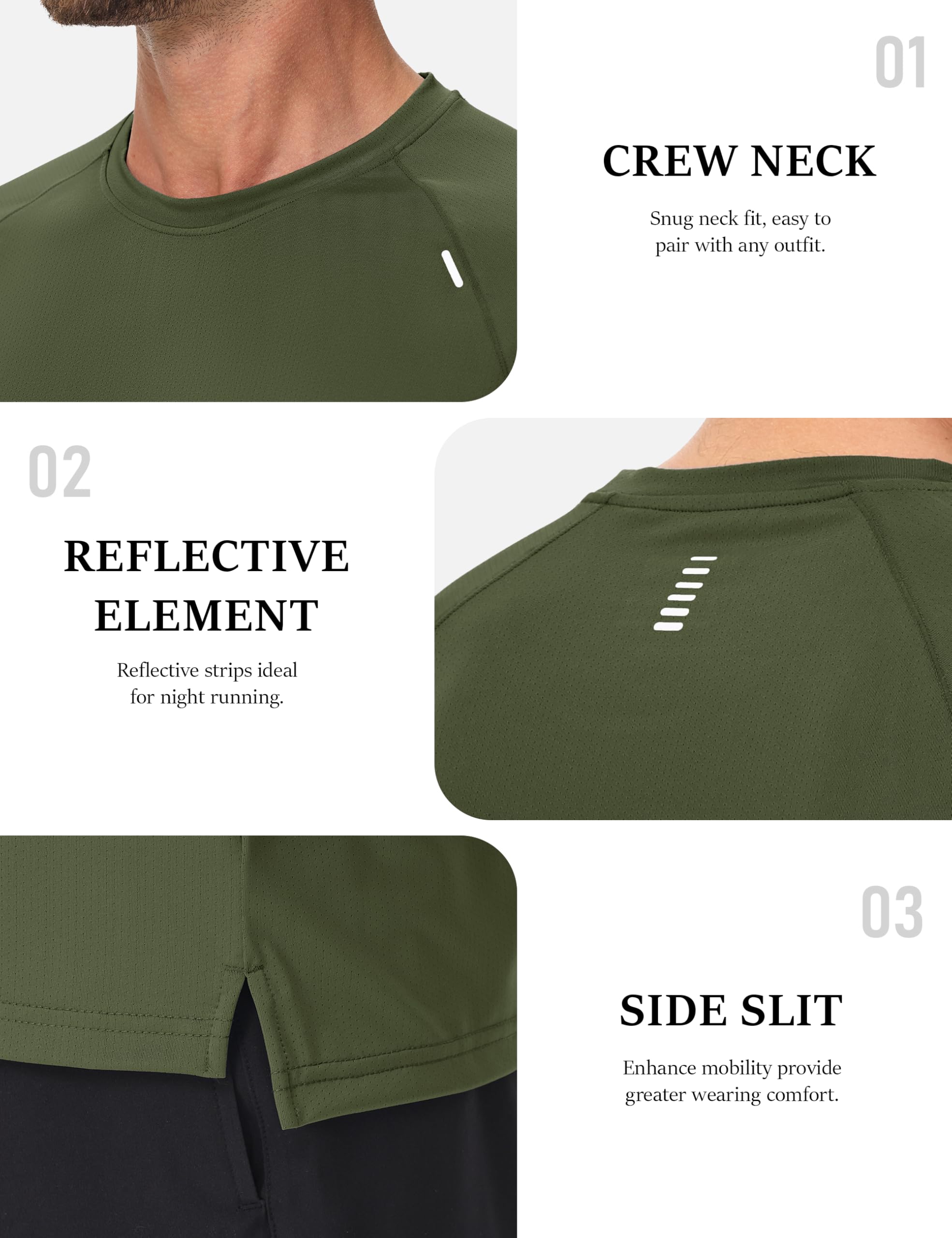 MAGCOMSEN Men's Dry Fit Shirts Mesh Short Sleeve Athletic Lightweight Workout Performance Hiking Shirt thumbnail