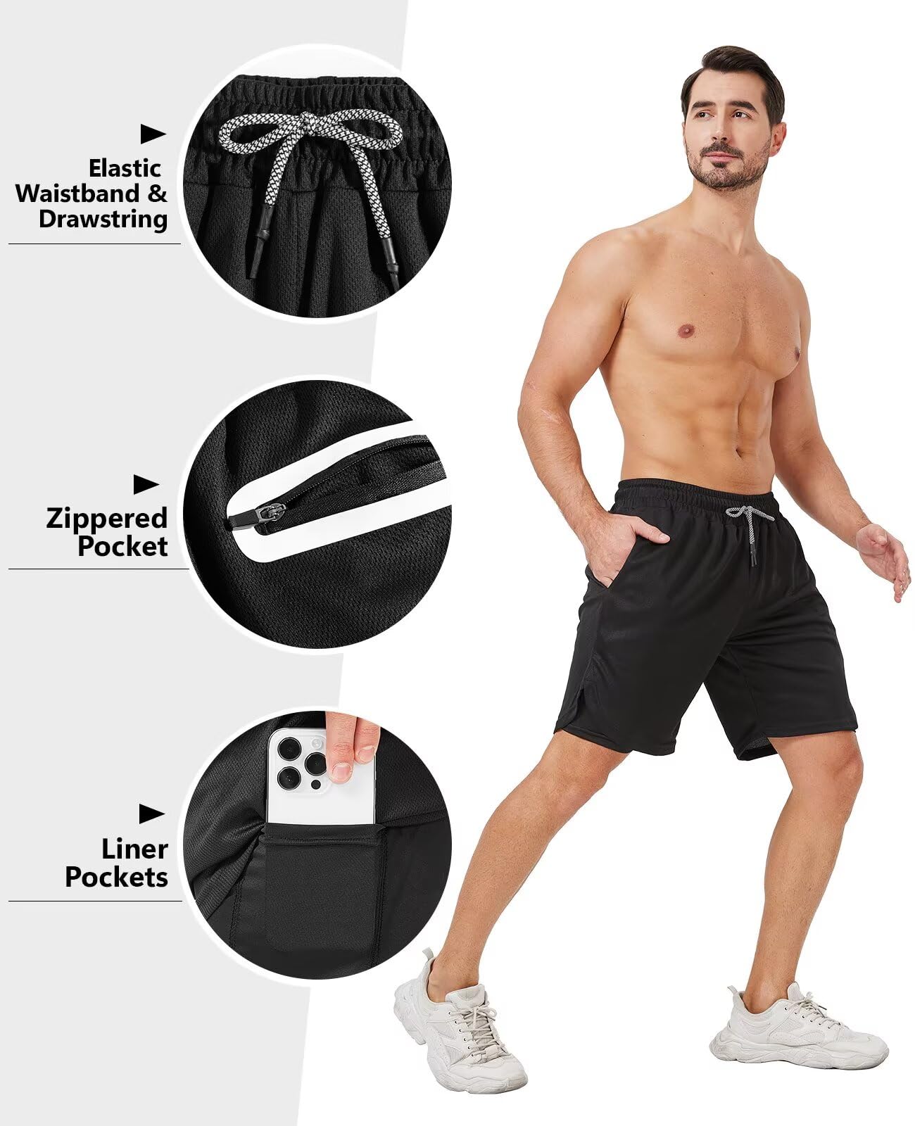 OCYMA 3 Pack Men's 2 In1 Gym Shorts Men with Pockets 7 inch Workout Shorts Men Running Shorts with Liner&Towel Loop thumbnail