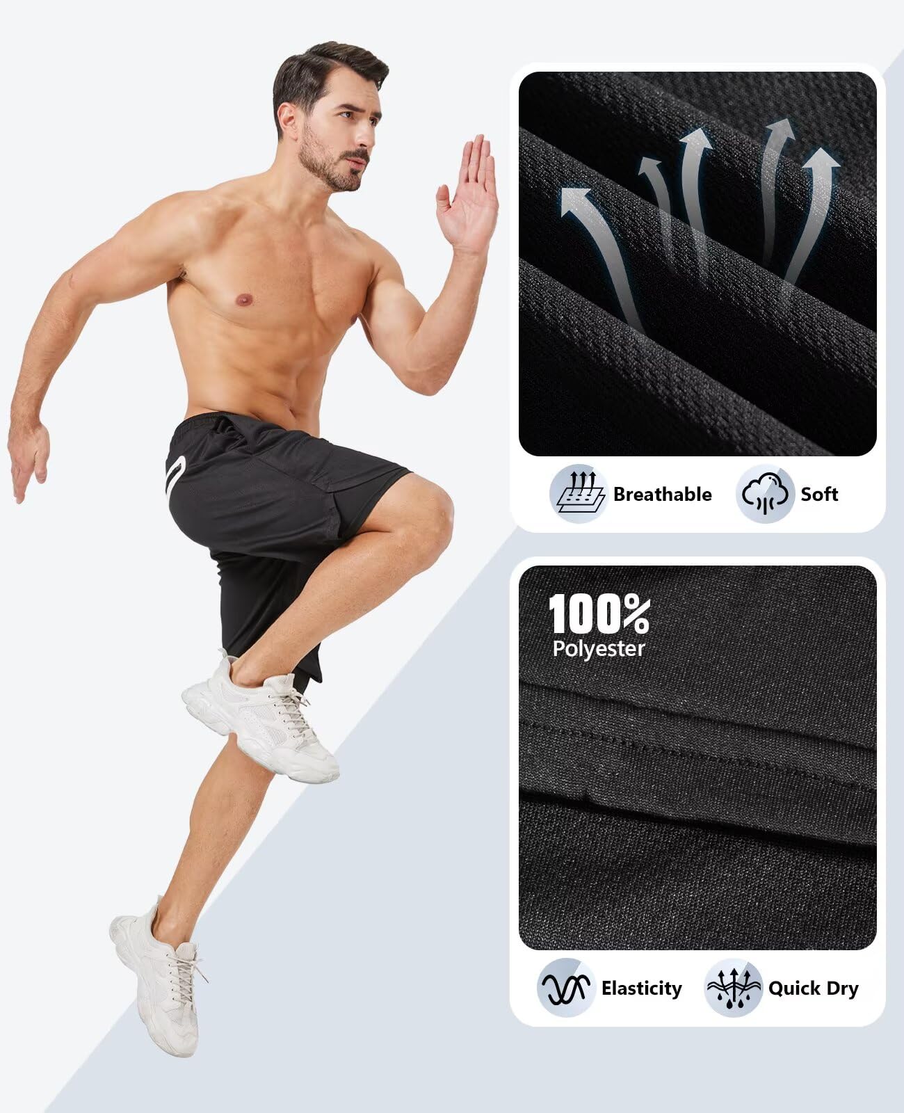 OCYMA 3 Pack Men's 2 In1 Gym Shorts Men with Pockets 7 inch Workout Shorts Men Running Shorts with Liner&Towel Loop thumbnail