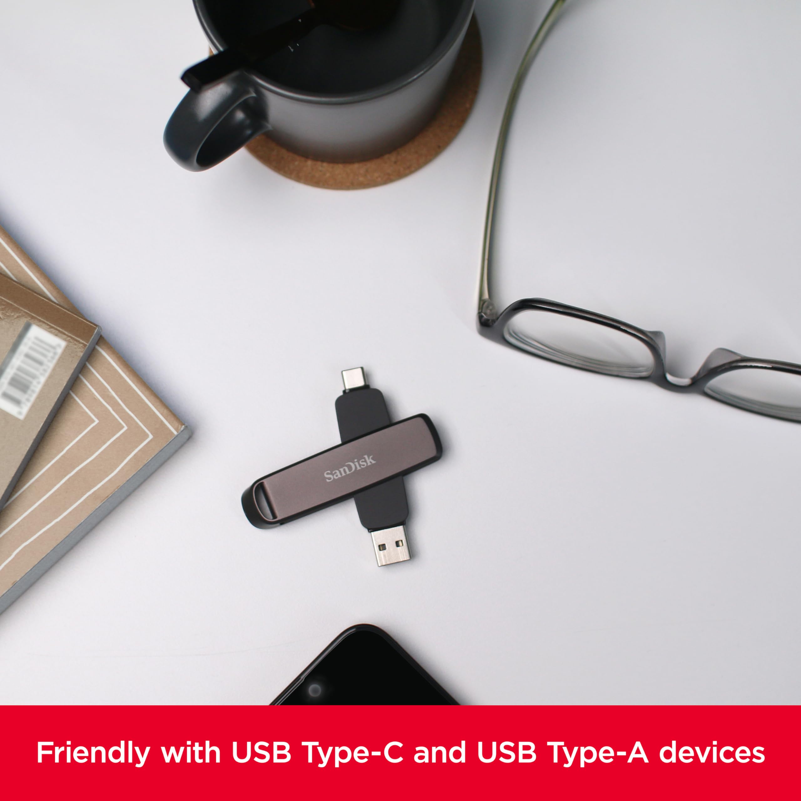 SANDISK 512GB Extreme PRO Dual Drive - Up to 1,000MB/s, USB Type-C, and USB Type-A, High-Performance Flash Drive - SDDDE1-512G-G46 thumbnail