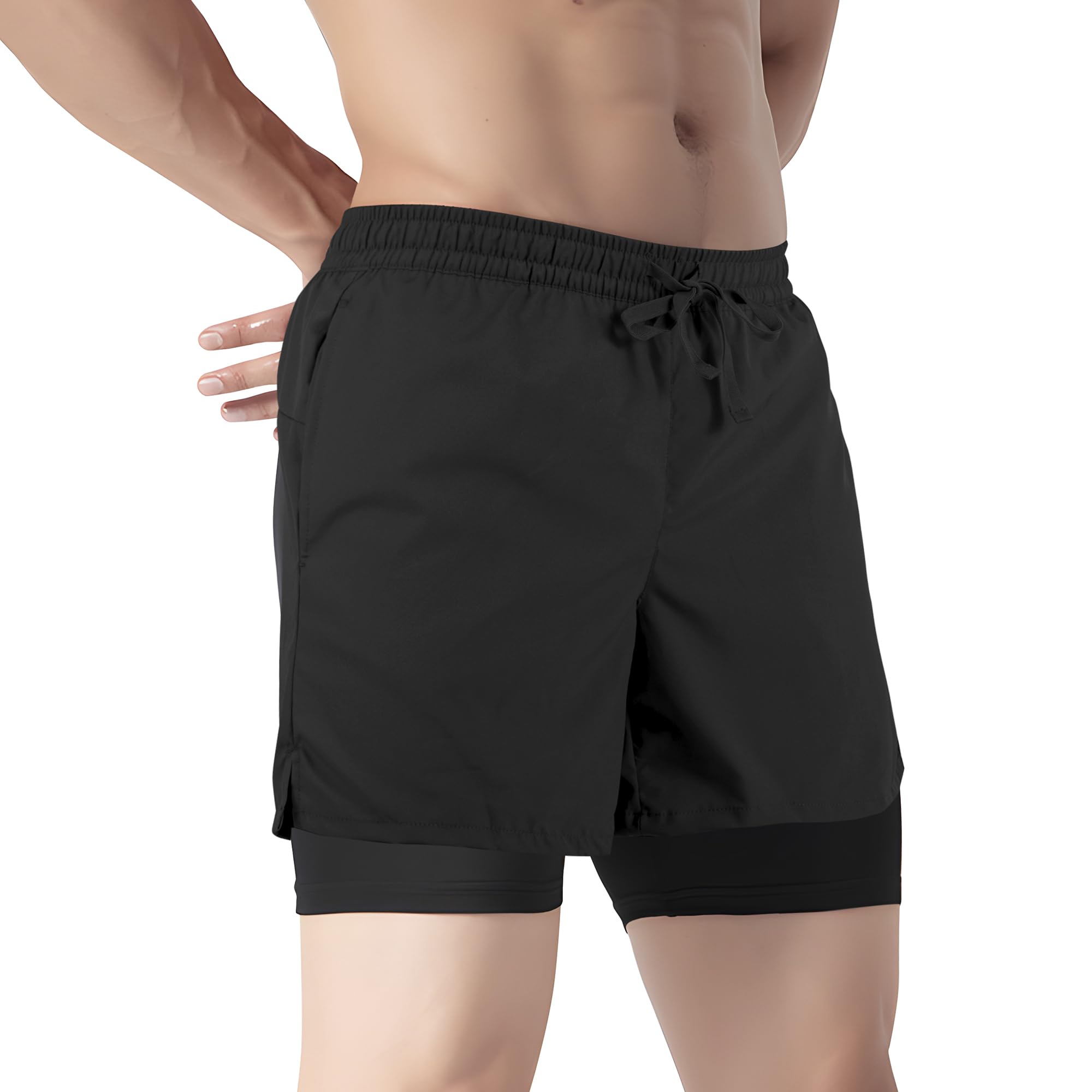 Tyzrdnac Men's 2 in 1 Athletic Quick Dry Shorts,Running Lightweight,Sweat Wicking Gym Workout Elastic Short thumbnail